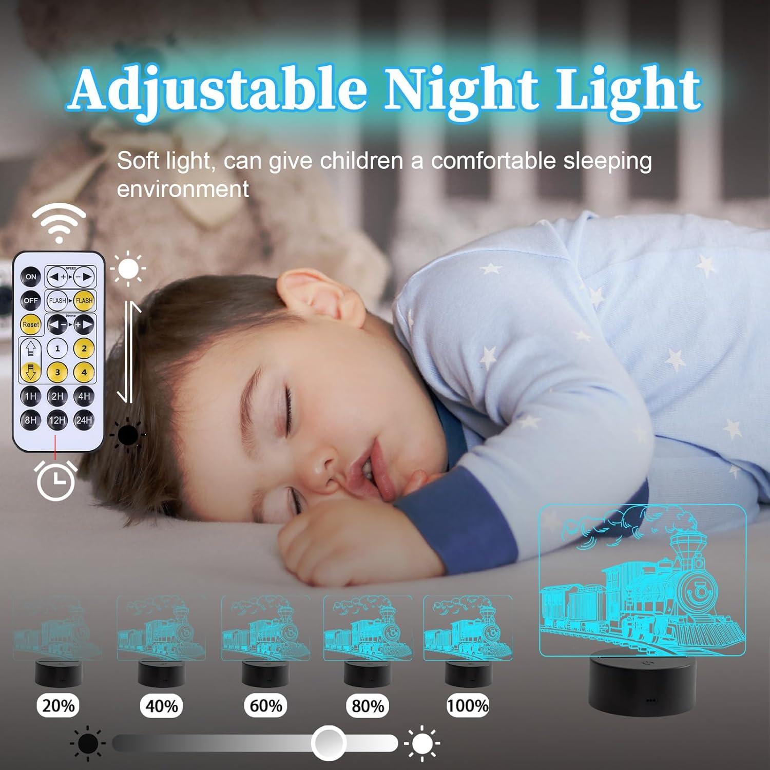 Luz Nocturna 3D Tren de Vapor Oboist con Control Remoto