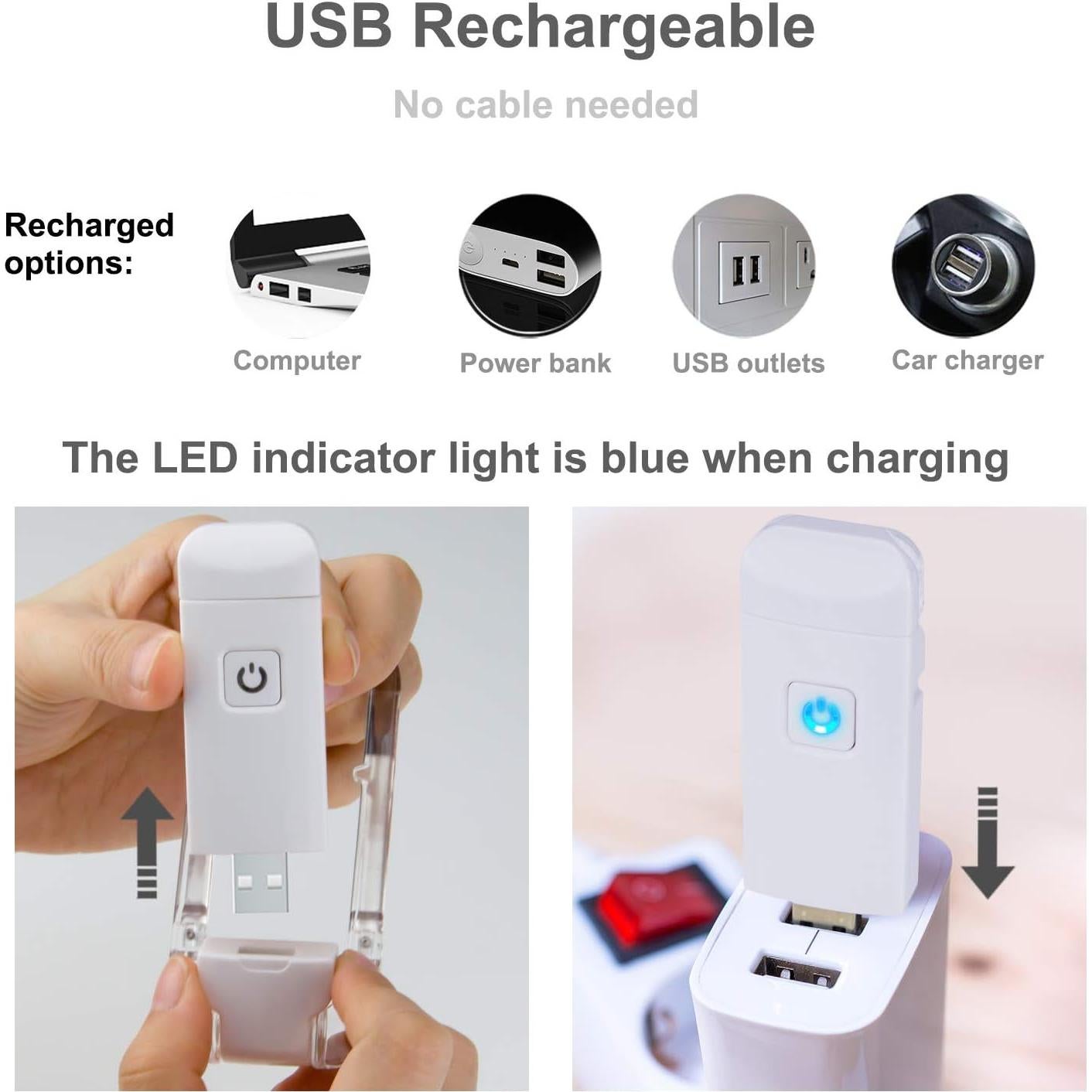 Luz de Libro LED Recargable HONWELL con Clip y 3 Brillos