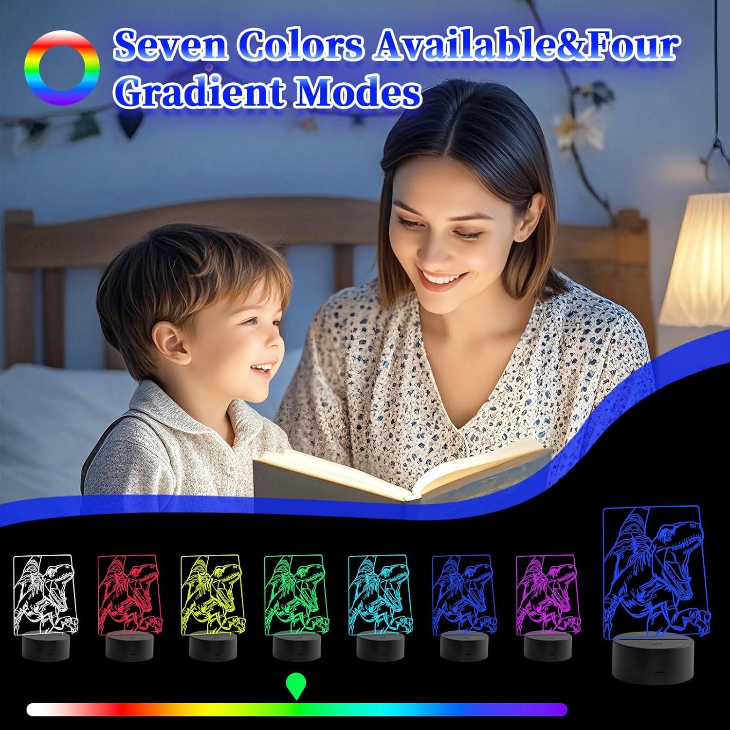 Luz Nocturna LED 3D Dinosaurio Oboist con Control Remoto