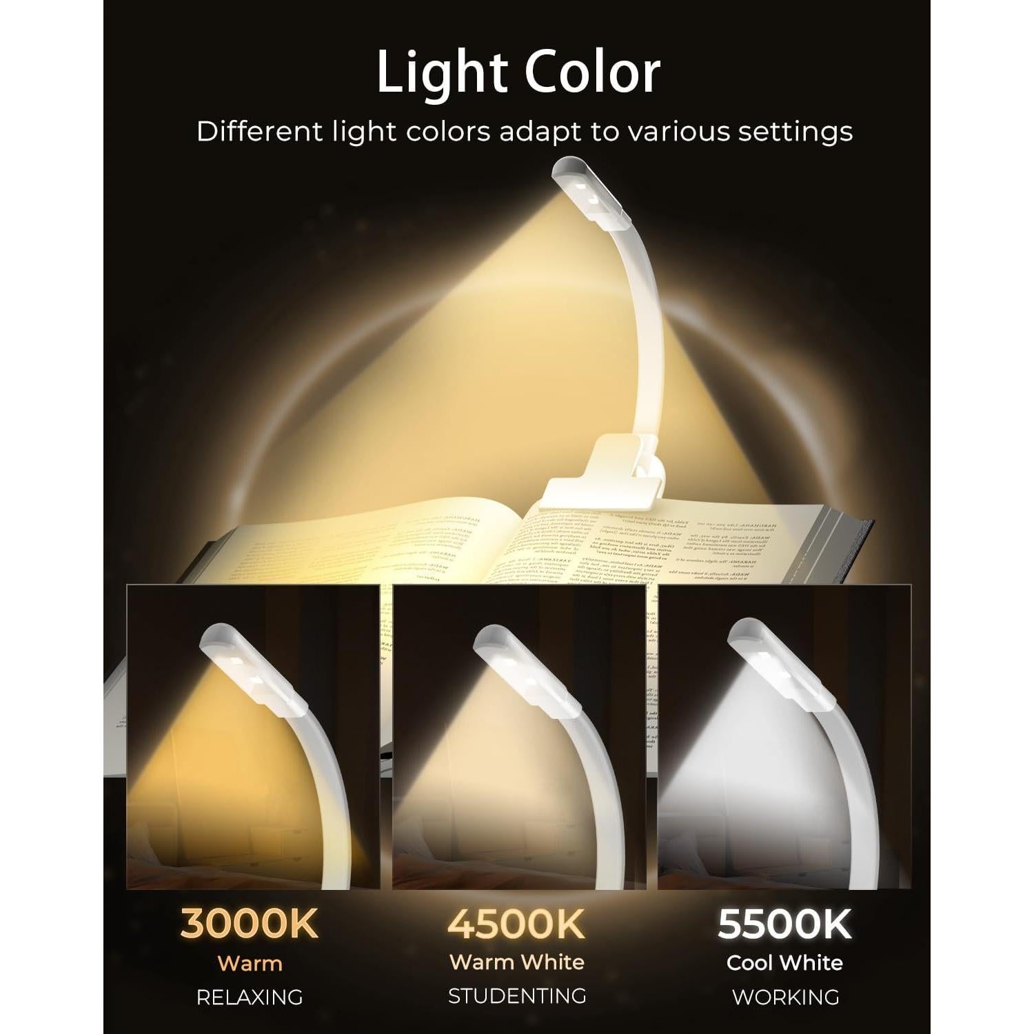 Luz de Lectura Recargable USB YouZhanDeng Blanca 3 Colores