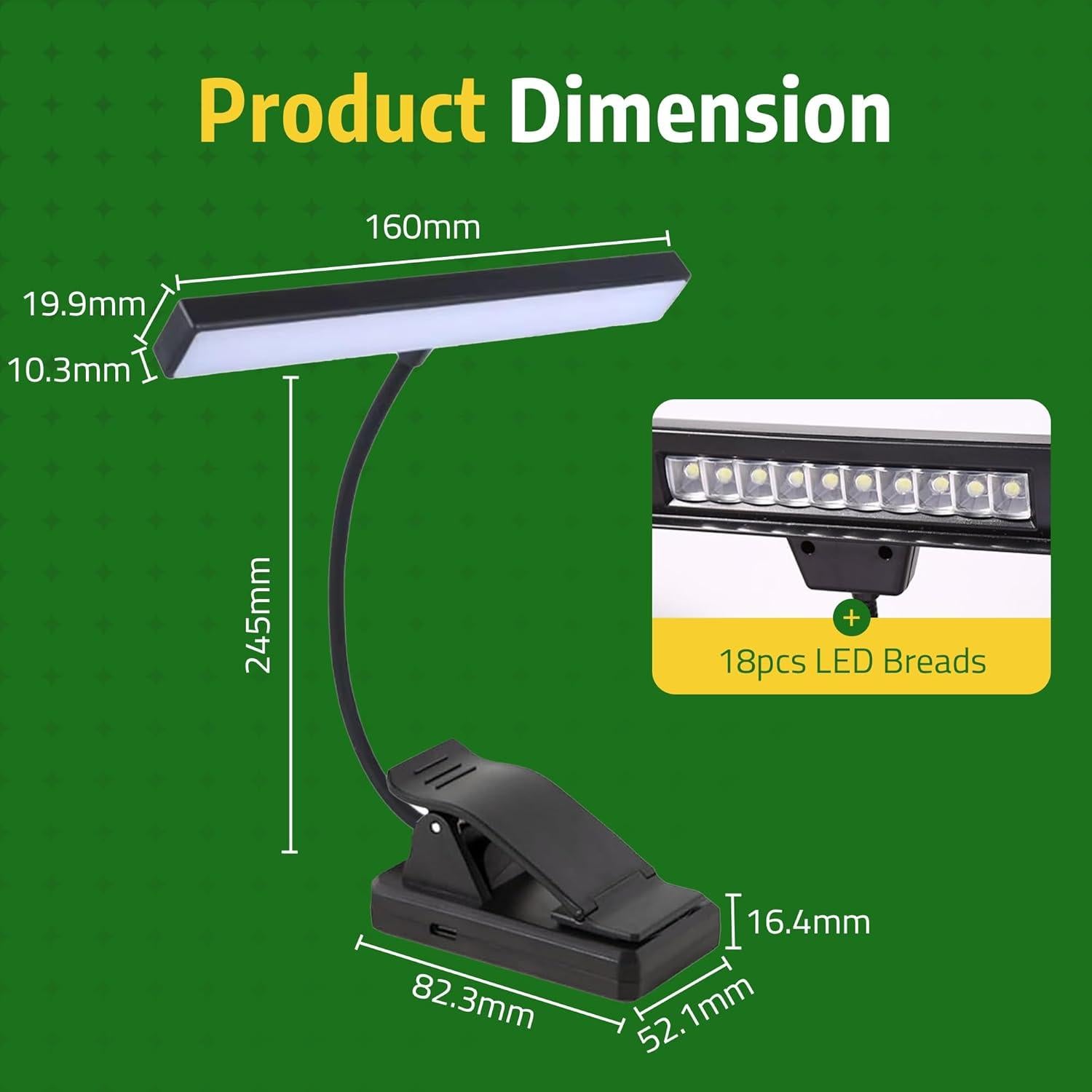 Luz de Atril Musical MSL2024 - Lámpara de Piano Recargable USB-C