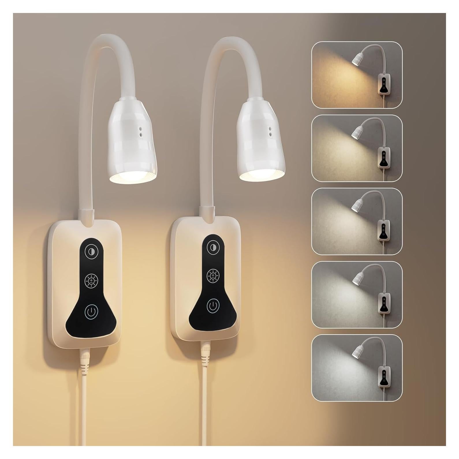 Luz de Lectura Montada en Pared HUAEU LED Regulable 2 Paquete