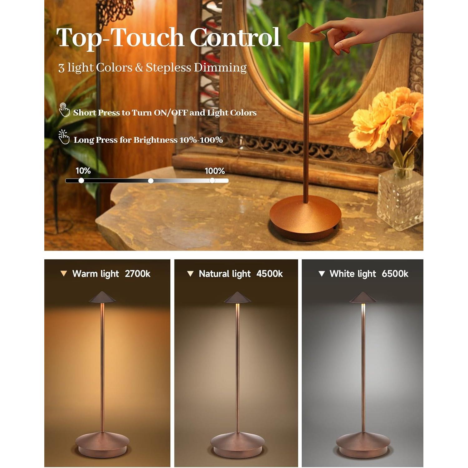 Lámpara de Mesa LED Inalámbrica XMINKDZA 6000mAh 2 Piezas