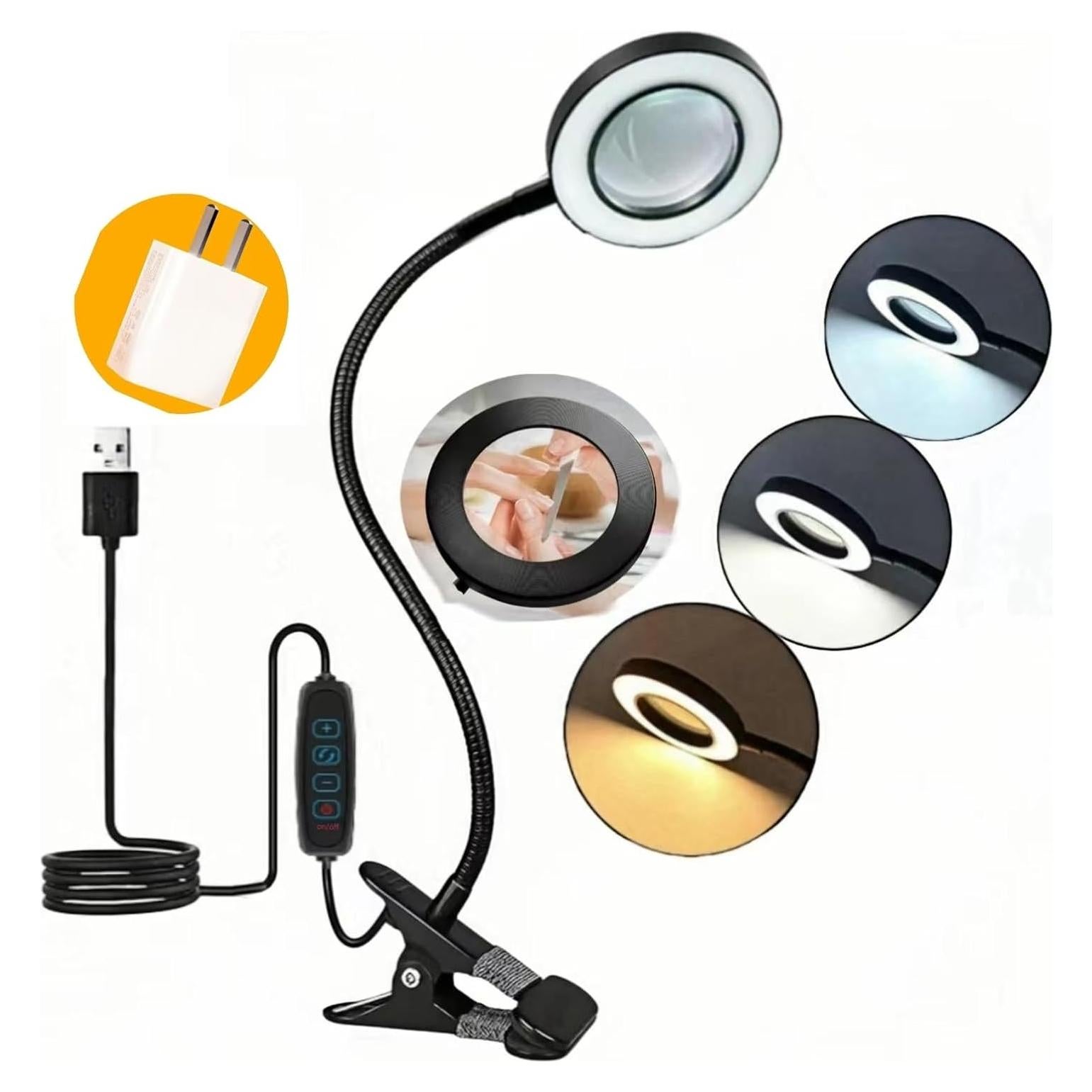 Lámpara de Escritorio LED con Lente de Aumento XINGYUNTREE