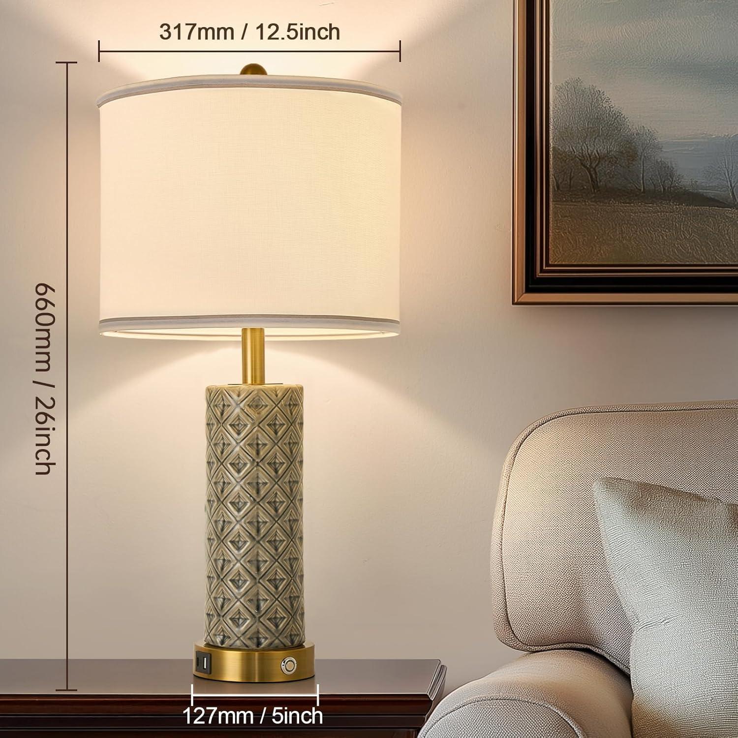 Juego de 2 Lámparas de Mesa Bdayanx 66 cm Cerámica Gris Humo