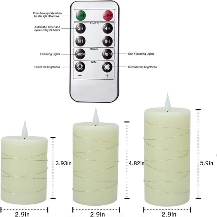 Juego de 3 Velas LED Recargables Sin Llama LEDHOLYT