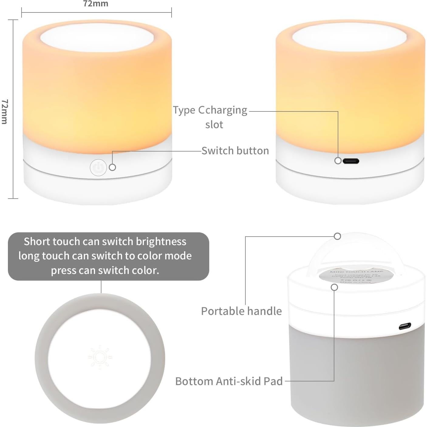 Luz Nocturna Recargable ERUN con Control Remoto y 13 Colores