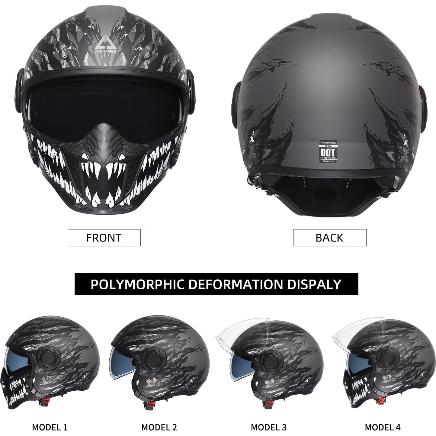 Casco de Motocicleta TRIANGLE OP12A Doble Visor XL