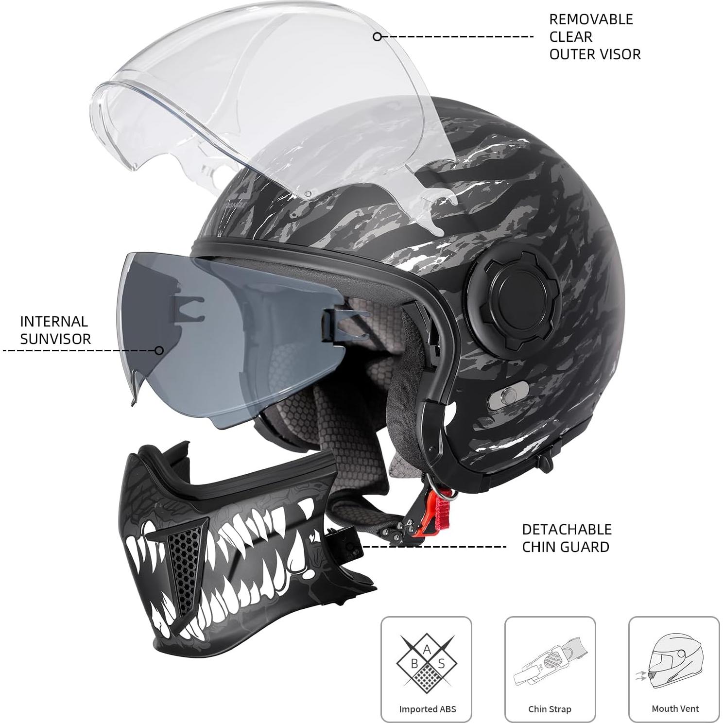 Casco de Motocicleta TRIANGLE OP12A Doble Visor XL