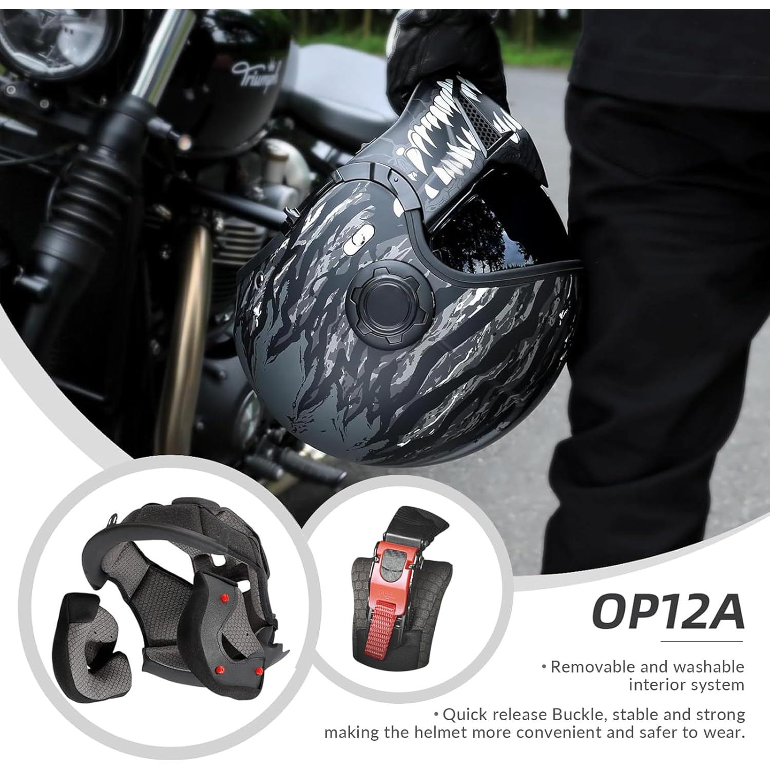 Casco de Motocicleta TRIANGLE OP12A Doble Visor XL