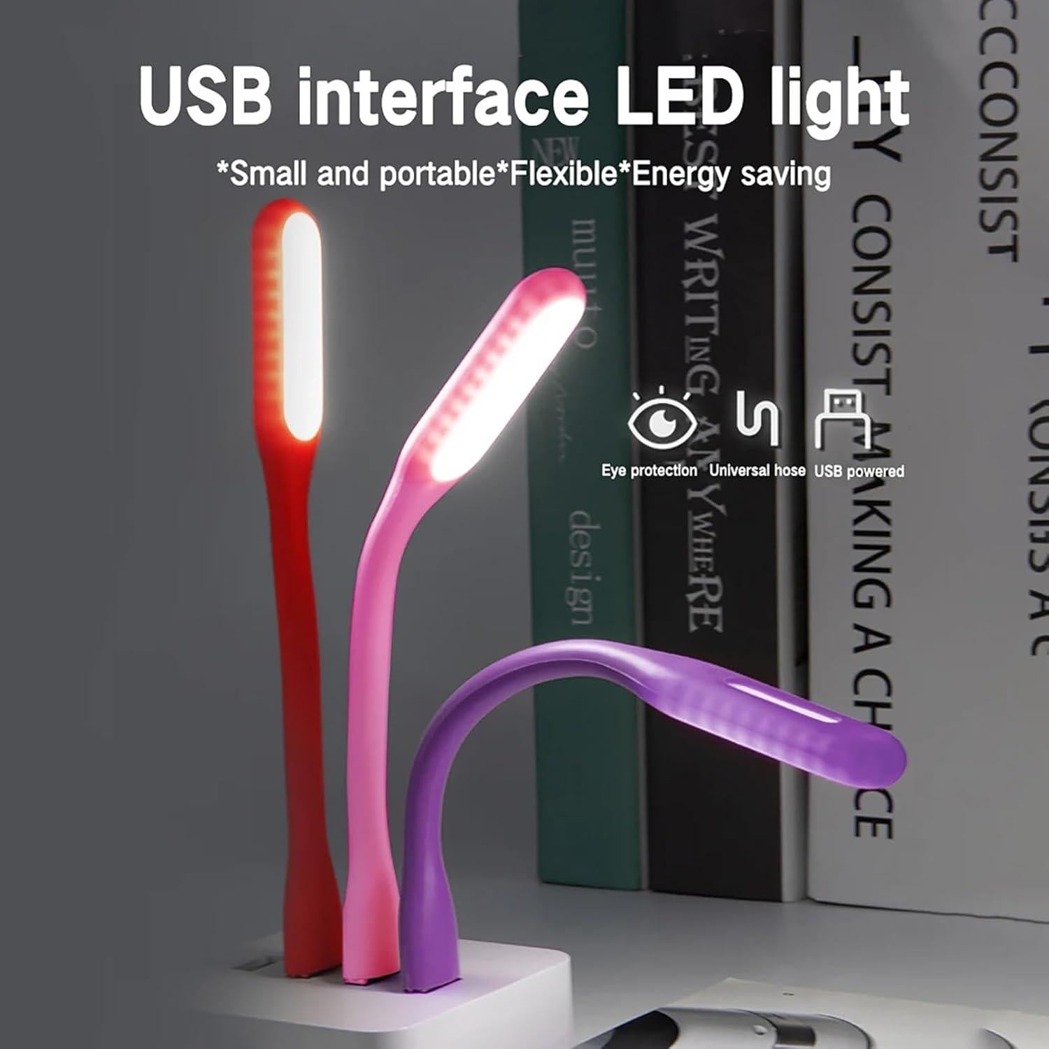 Lámpara de Lectura USB Sokelinn-six Mini 6 LEDs Ajustable Morado