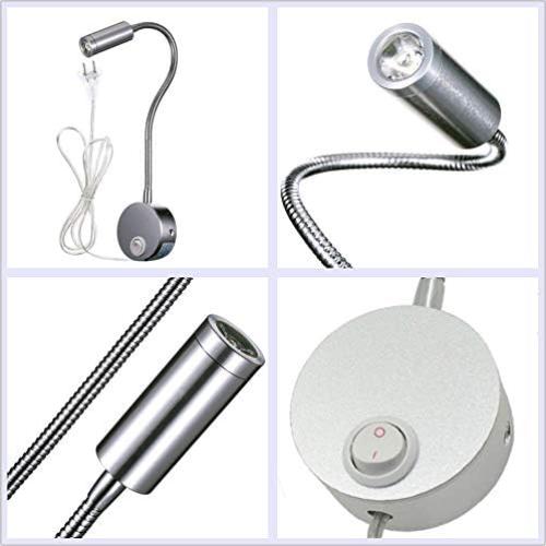 Luz de Lectura LED Montada en Pared Wefond 3W Flexible Plata