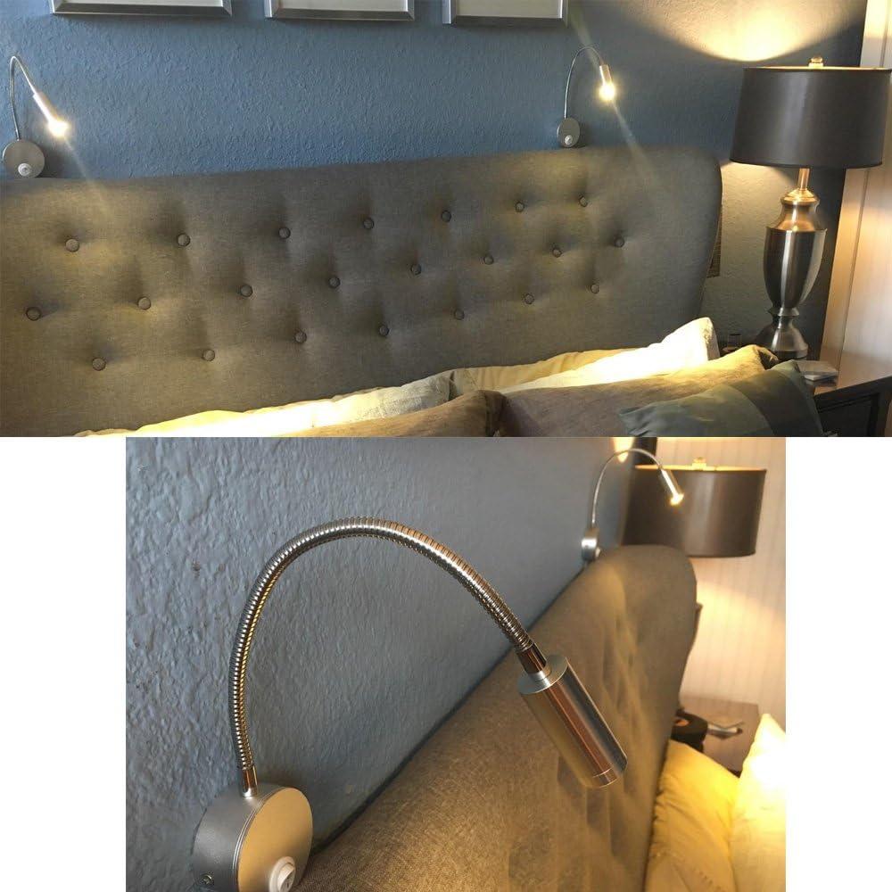 Luz de Lectura LED Montada en Pared Wefond 3W Flexible Plata