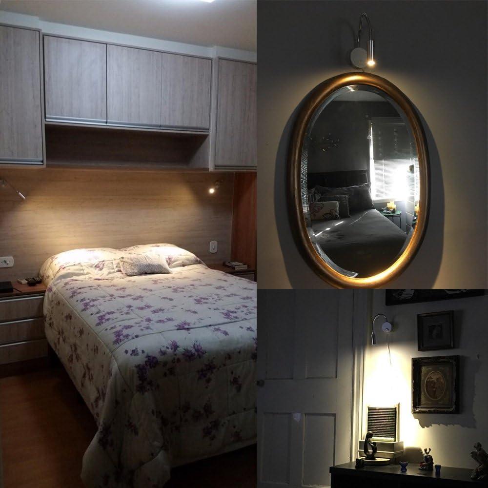 Luz de Lectura LED Montada en Pared Wefond 3W Flexible Plata