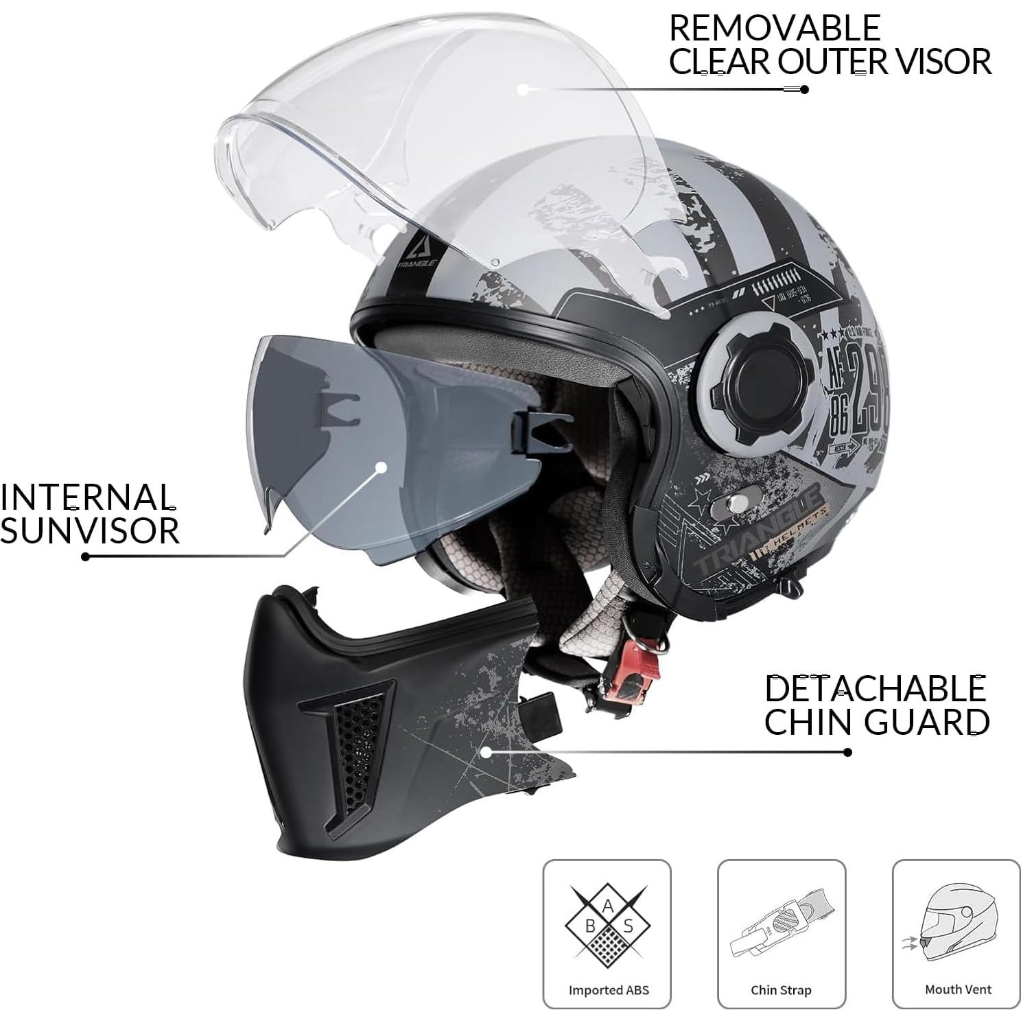 Casco Motocross TRIANGLE OP12A Visor Dual Amarillo