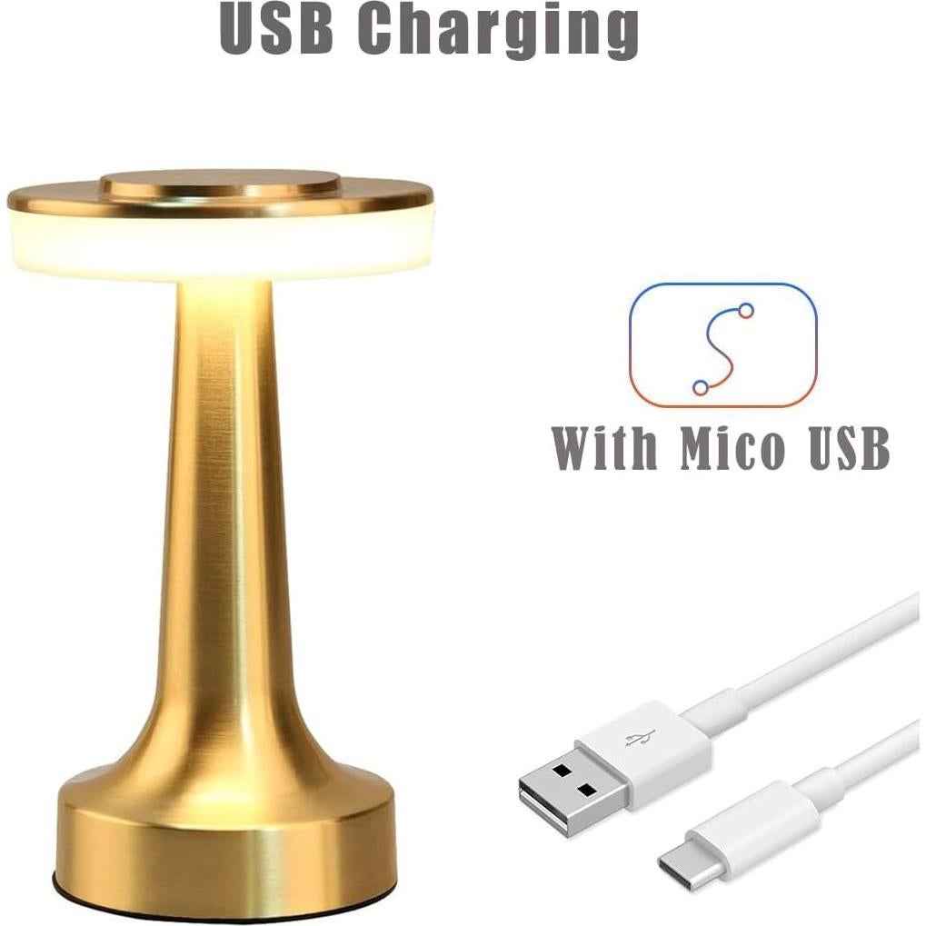 Lámpara de Mesa LED Cyrubalkinin Portátil Táctil 3 Niveles