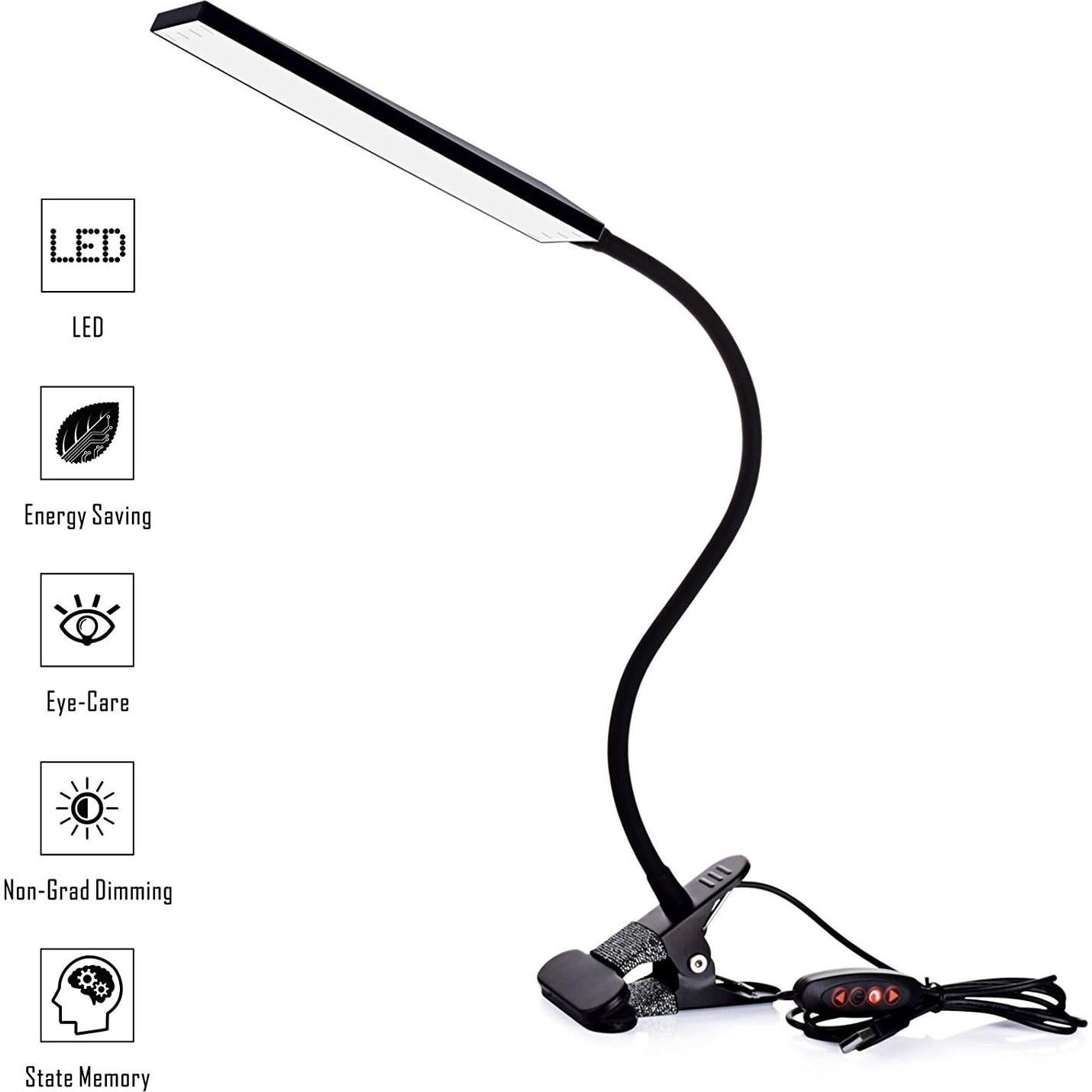 Lámpara de Escritorio LED VICFUN 5W Regulable Clip Negro