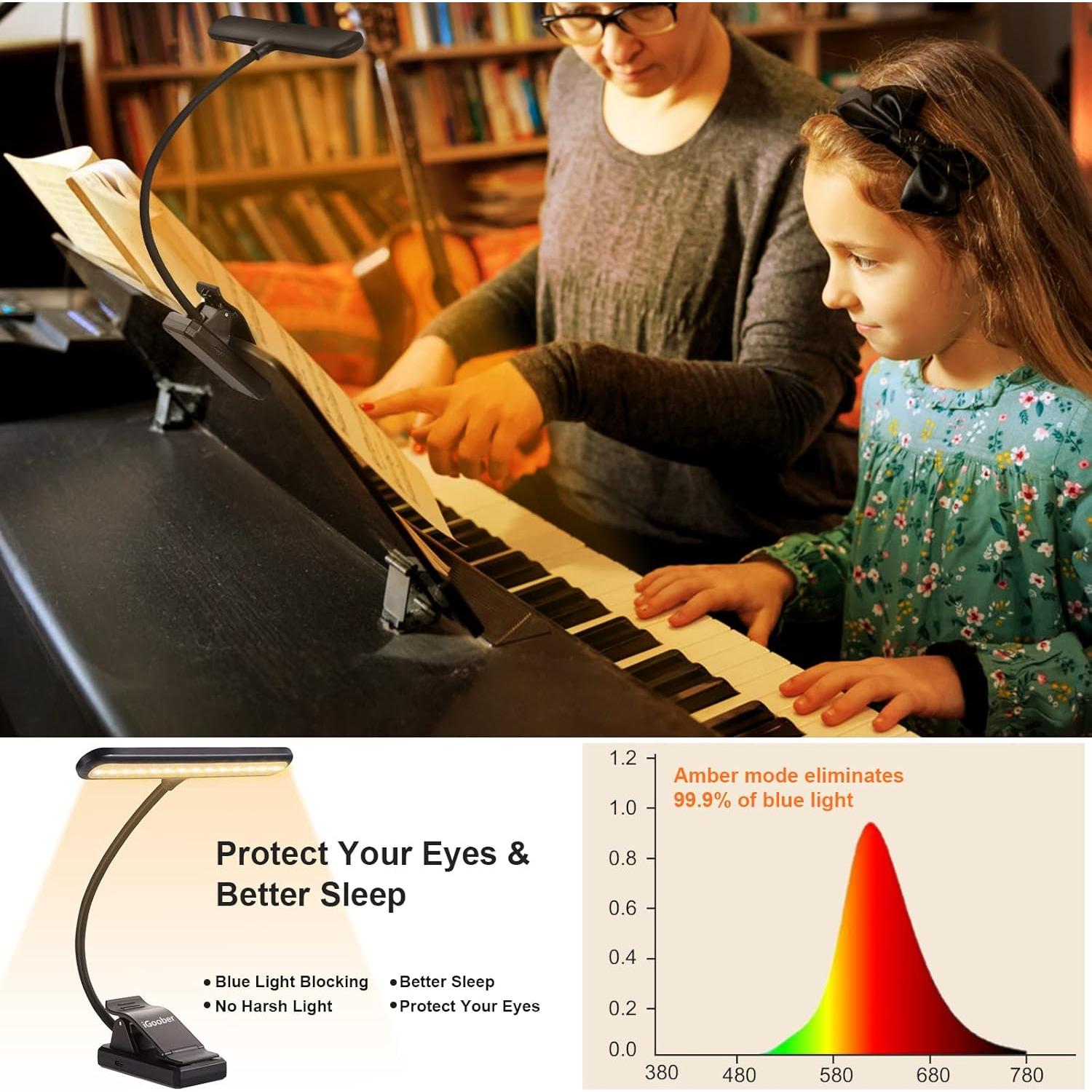 Luz de Atril LED iGoober Recargable USB-C 28 Perlas 4 Colores