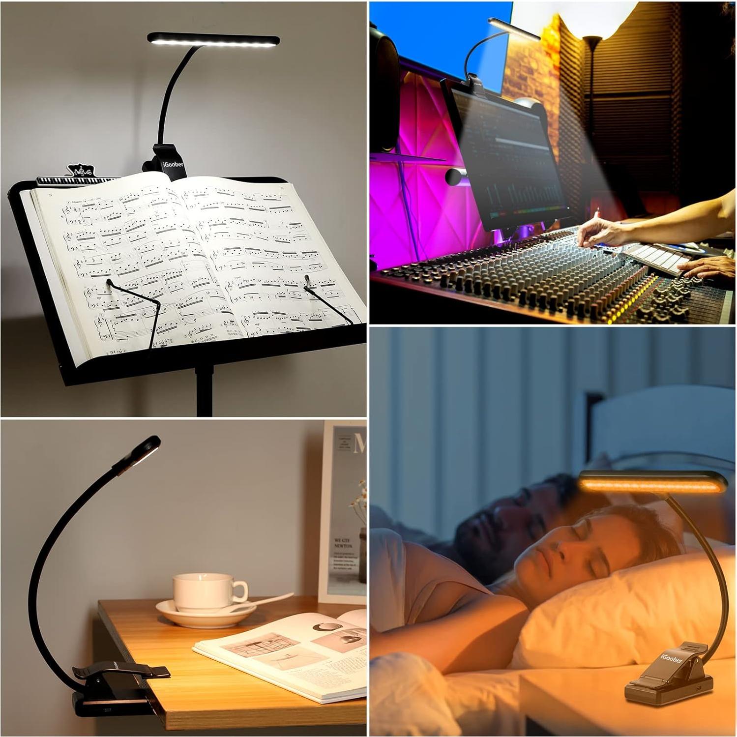 Luz de Atril LED iGoober Recargable USB-C 28 Perlas 4 Colores