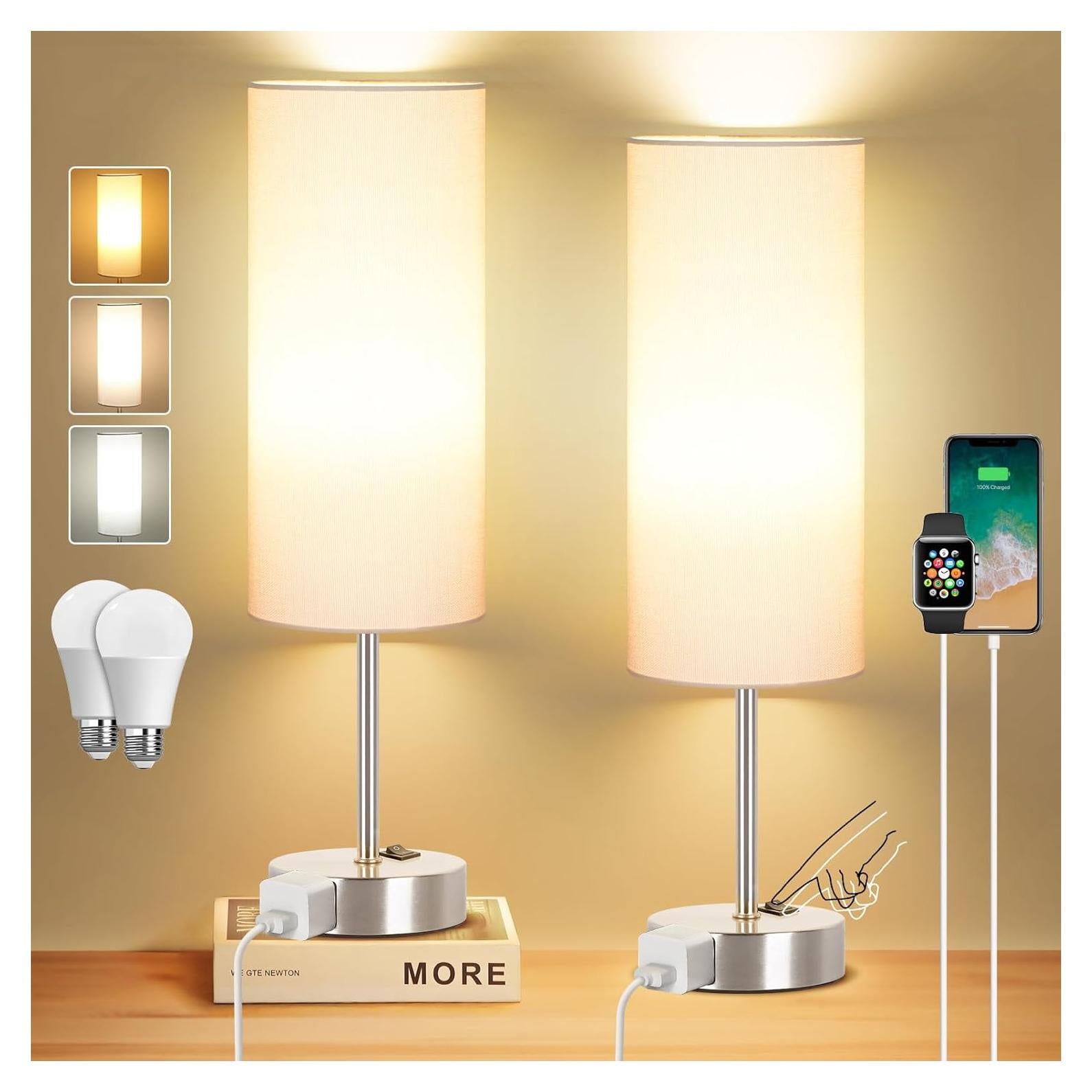 Juego de 2 Lámparas de Mesa ZJOJO 45.72cm Regulables 3 Niveles