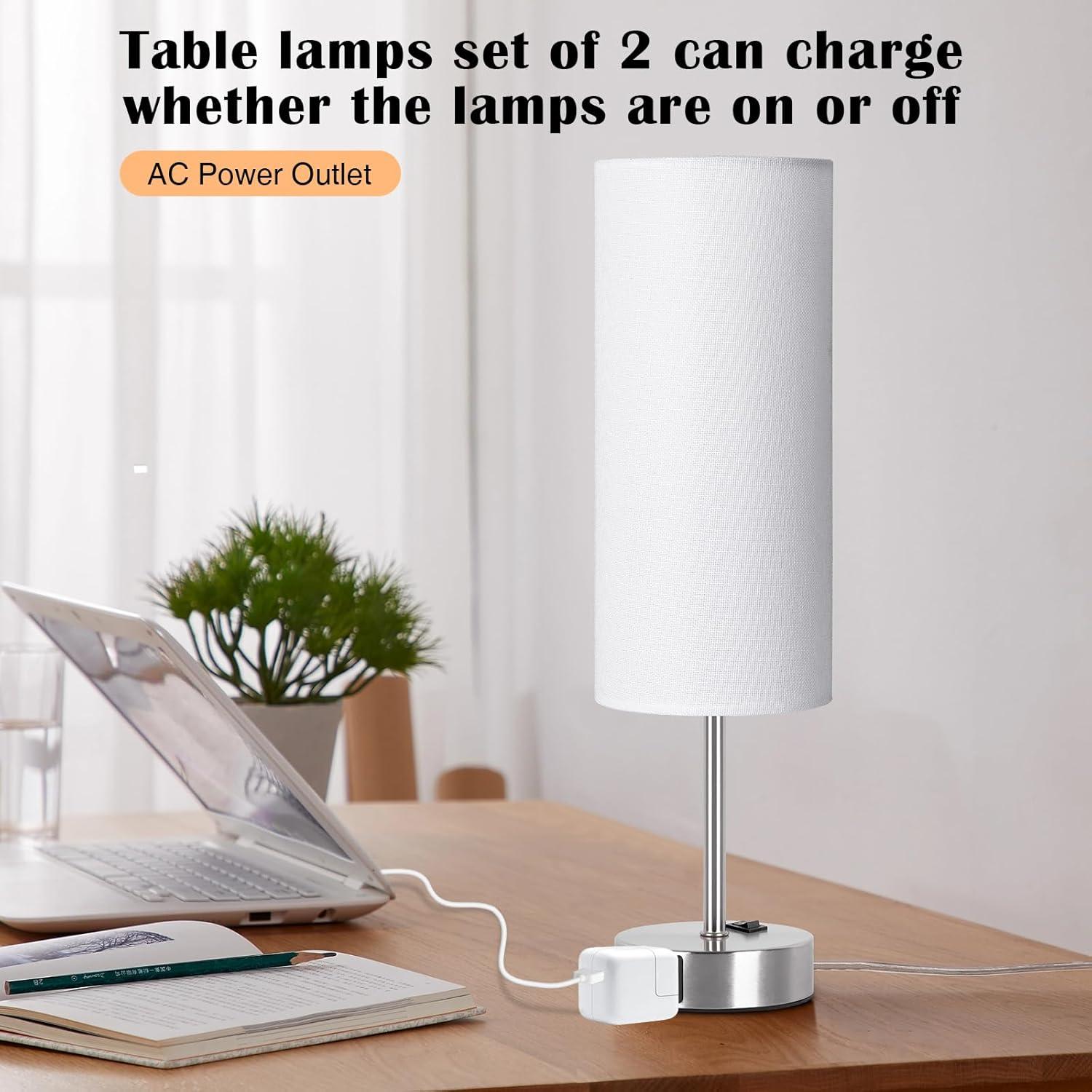 Juego de 2 Lámparas de Mesa ZJOJO 45.72cm Regulables 3 Niveles