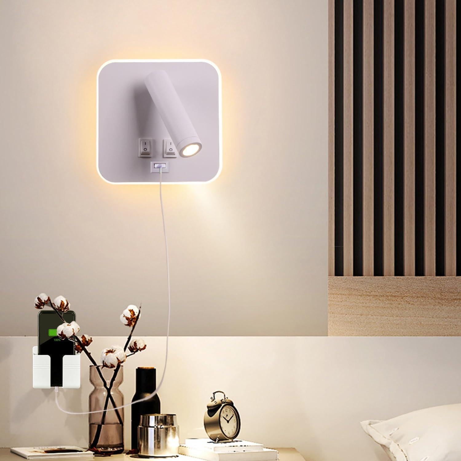 Luz de Pared LED AIRTWESD con Carga USB 13W 3000K Blanca