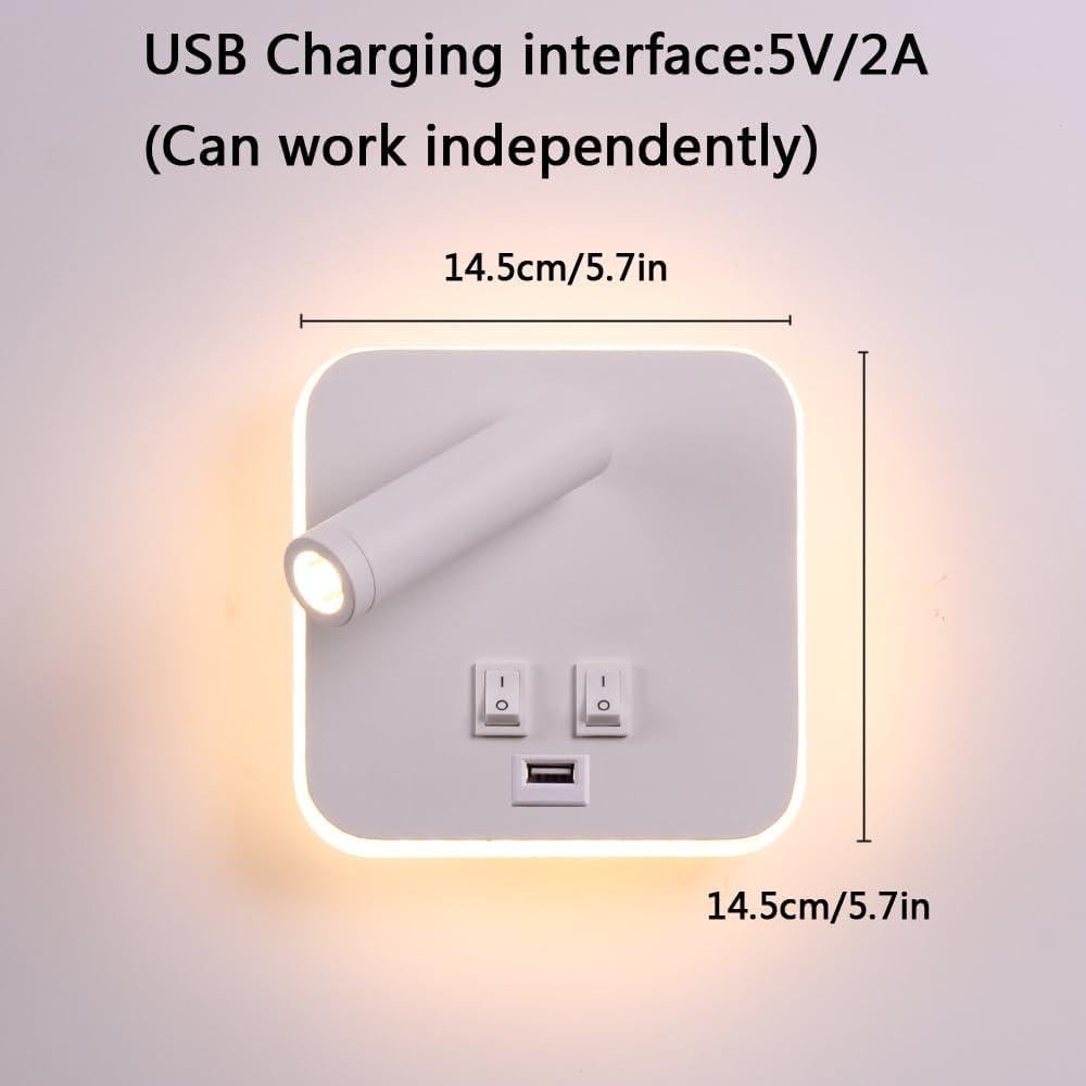 Luz de Pared LED AIRTWESD con Carga USB 13W 3000K Blanca