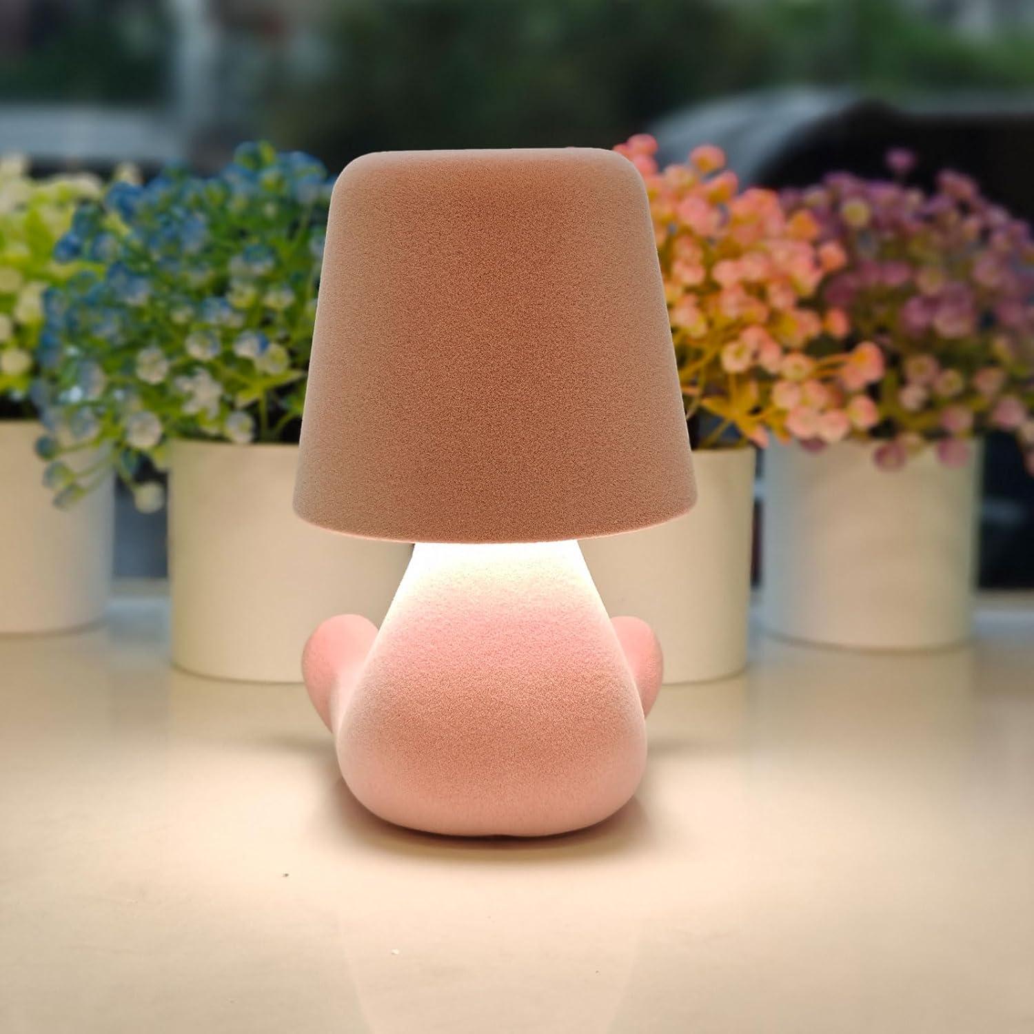 Lámpara de Mesa LED Táctil Dorada con USB - Knitukl Rosa-B