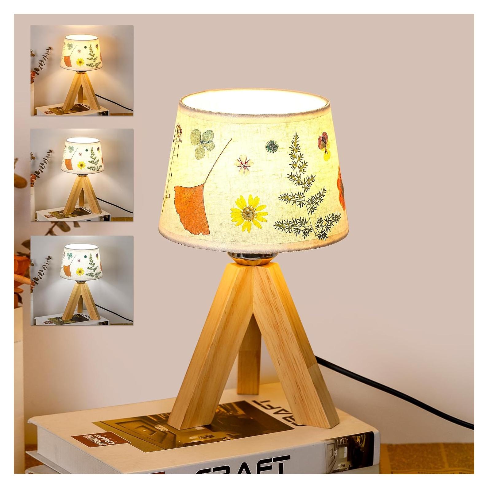 Lámpara de Mesa Pequeña WSYEAR Floral Vintage 10x10x33cm