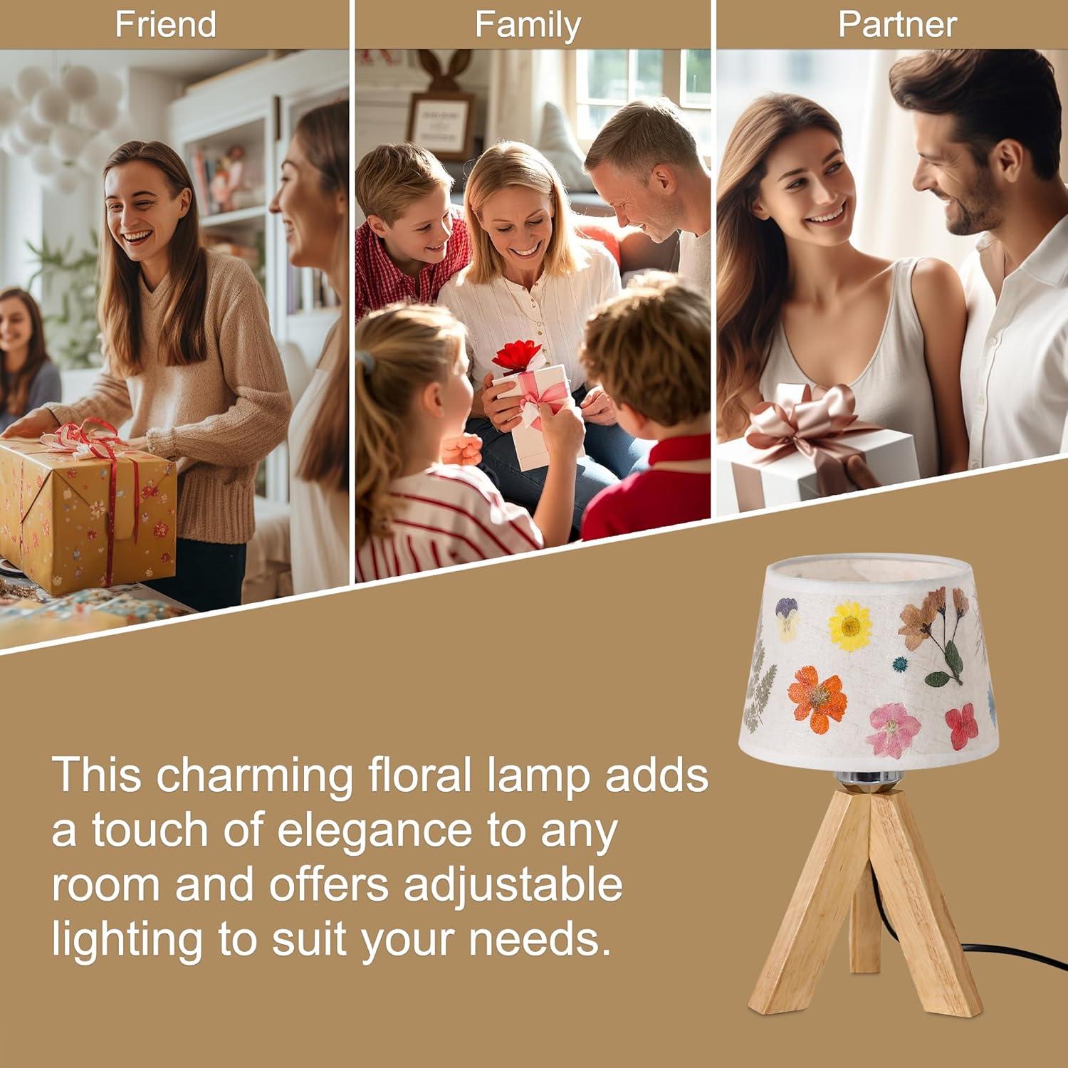 Lámpara de Mesa Pequeña WSYEAR Floral Vintage 10x10x33cm