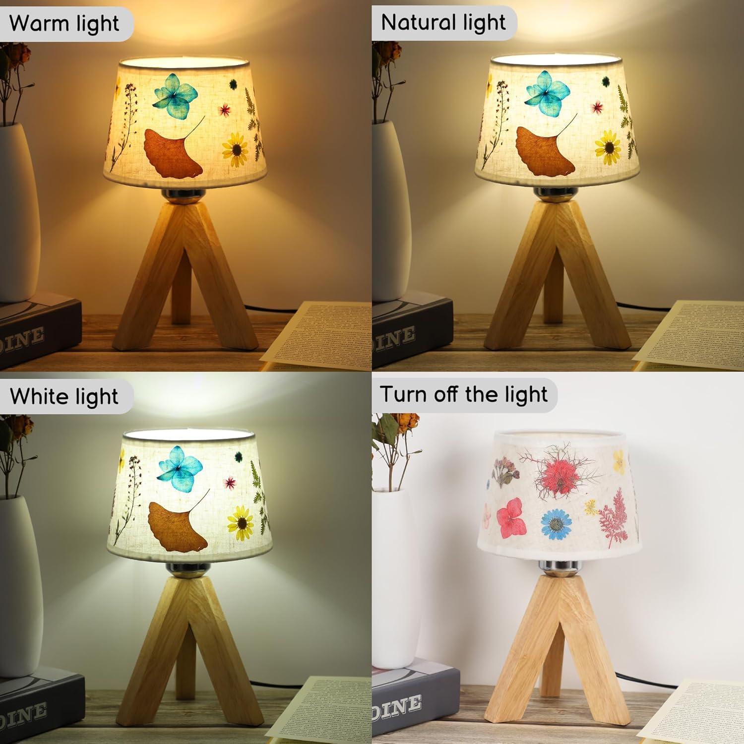 Lámpara de Mesa Pequeña WSYEAR Floral Vintage 10x10x33cm