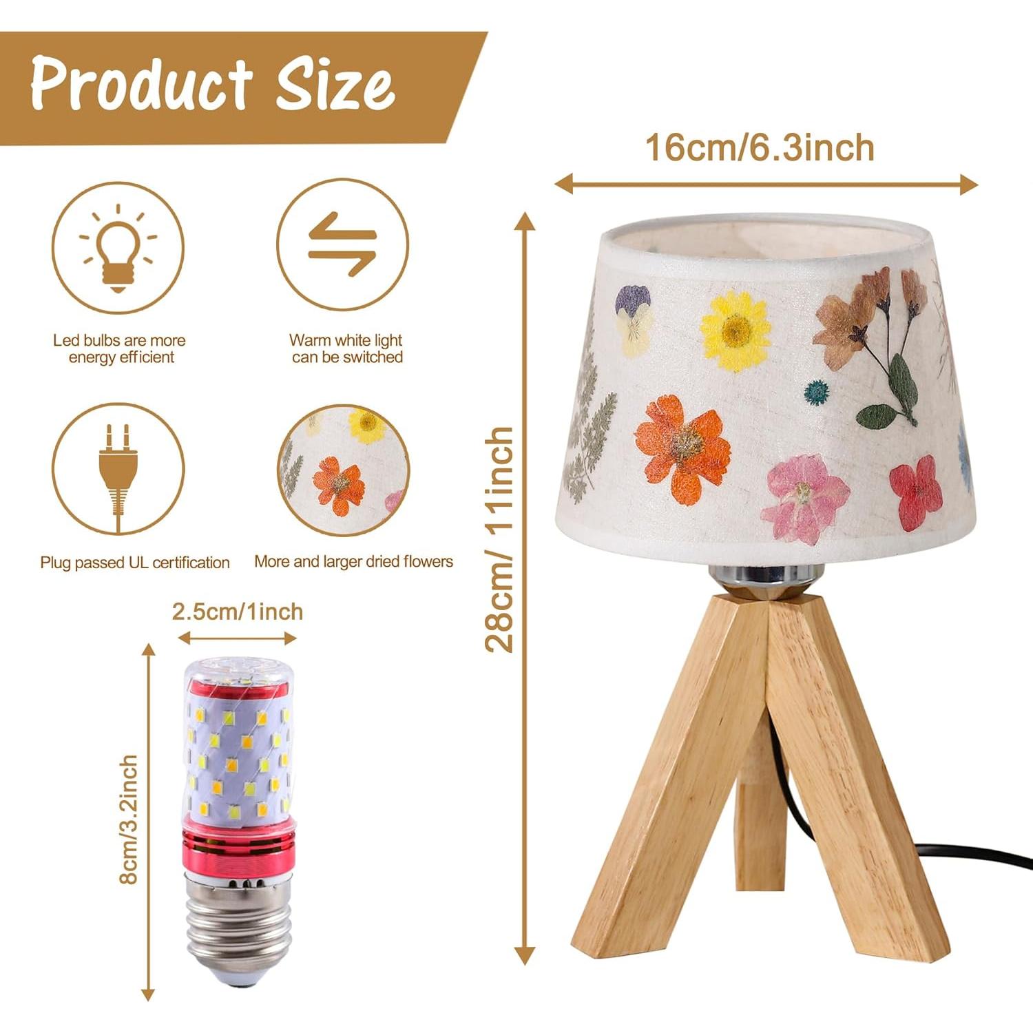 Lámpara de Mesa Pequeña WSYEAR Floral Vintage 10x10x33cm