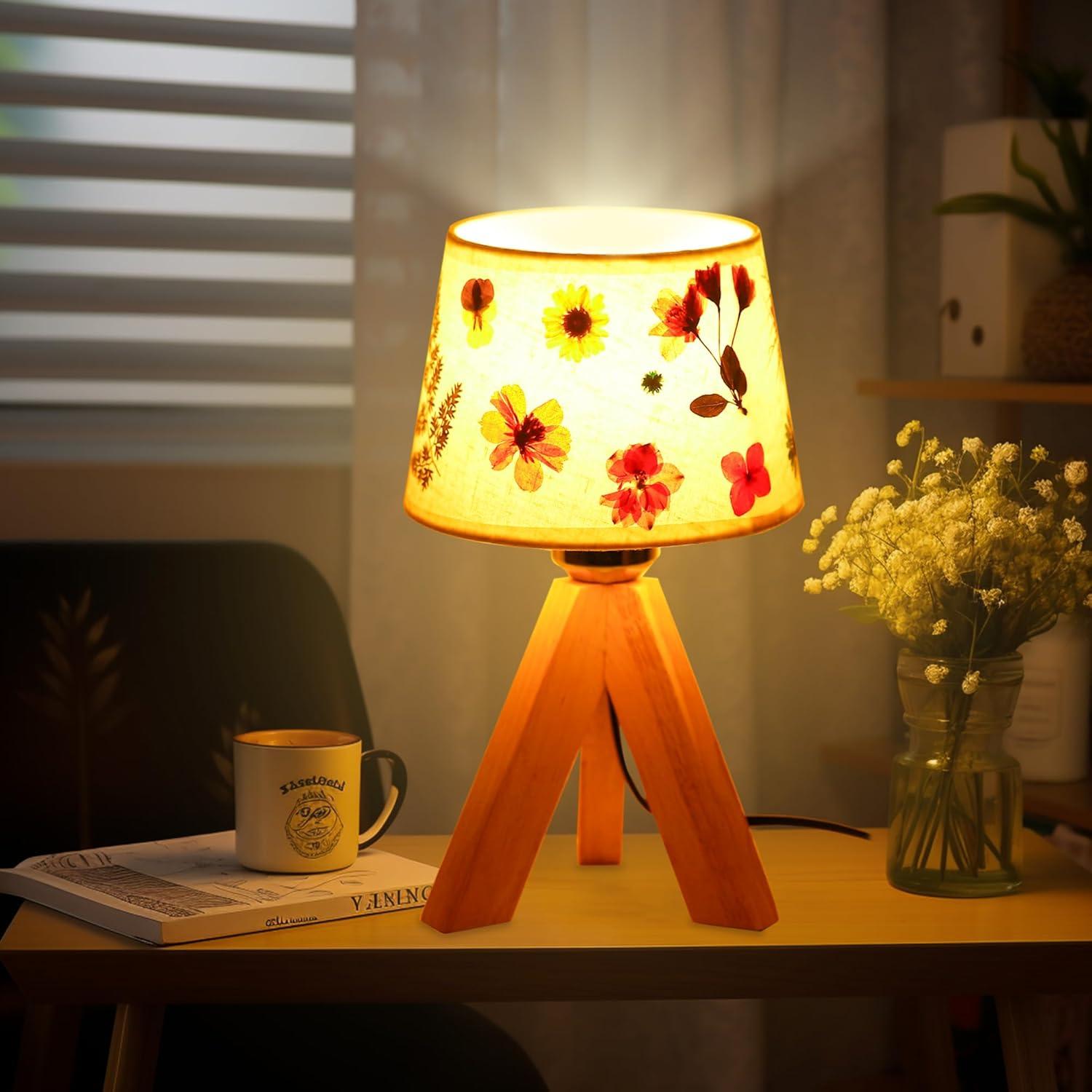 Lámpara de Mesa Pequeña WSYEAR Floral Vintage 10x10x33cm