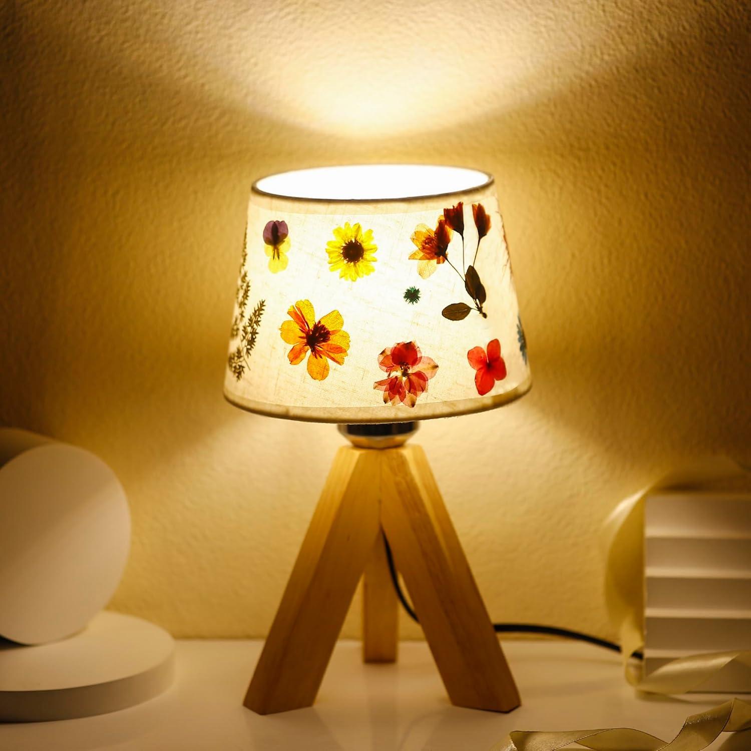Lámpara de Mesa Pequeña WSYEAR Floral Vintage 10x10x33cm