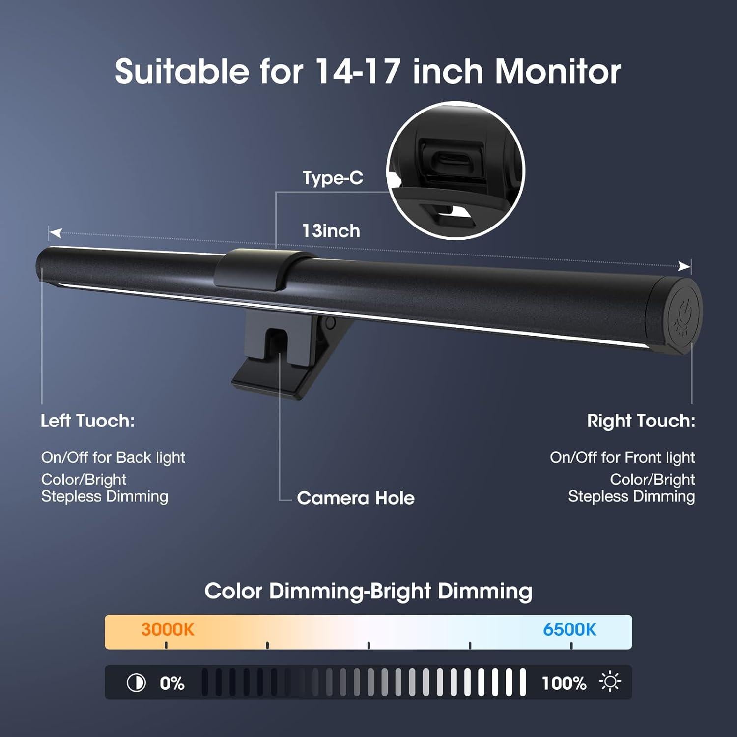 Barra de Luz para Monitor OOWOLF 33cm LED CRI>95 Ajustable