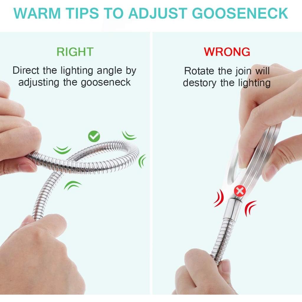 JimKing Magnifying Lamp, Tattoo Light Desk Lamp, LED Book Light with Clip, USB Bed Lamp for Reading, Tattoo, Make Up, Manicure