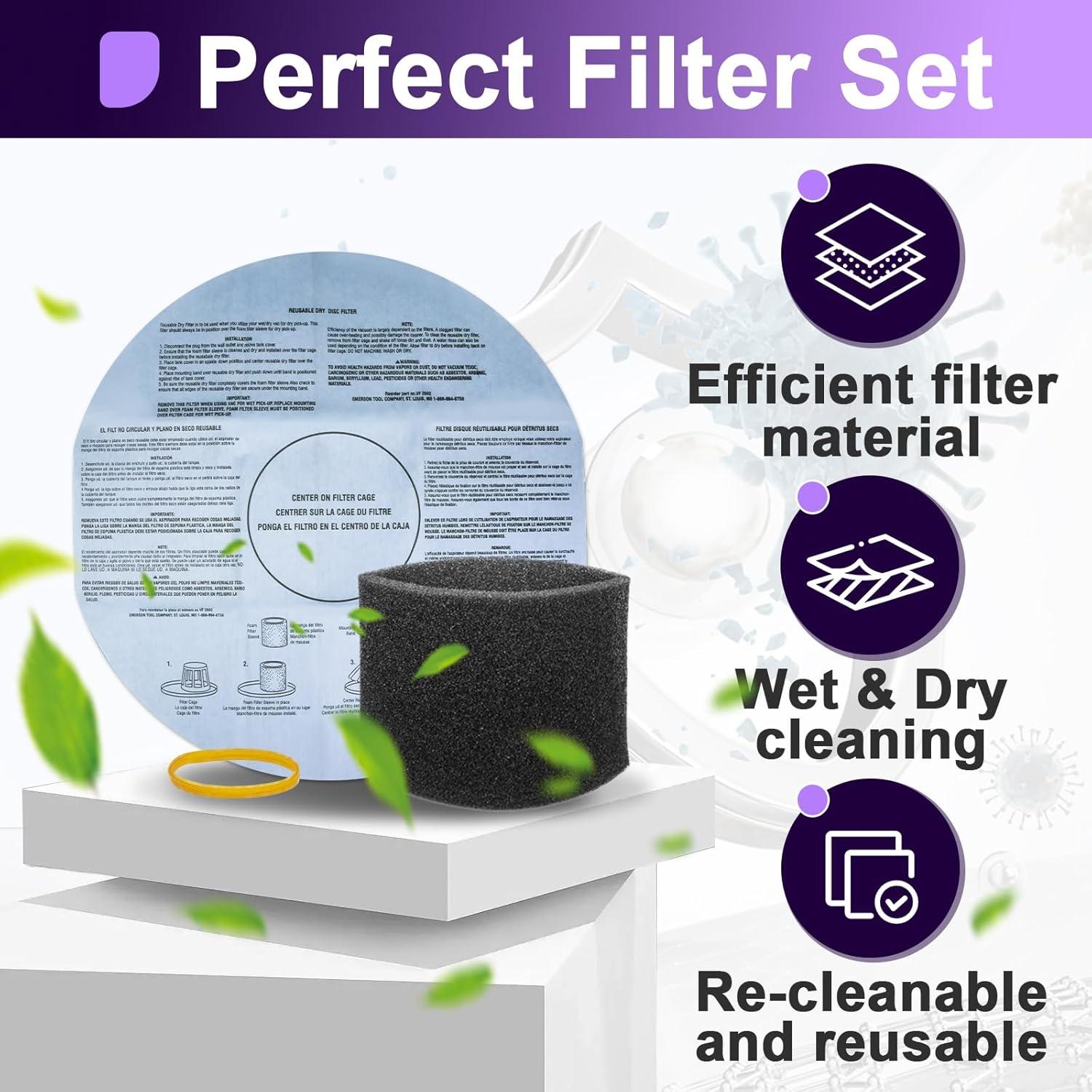 Paquete de 10 Filtros Shop Vac 5 Galones - Papel y Espuma