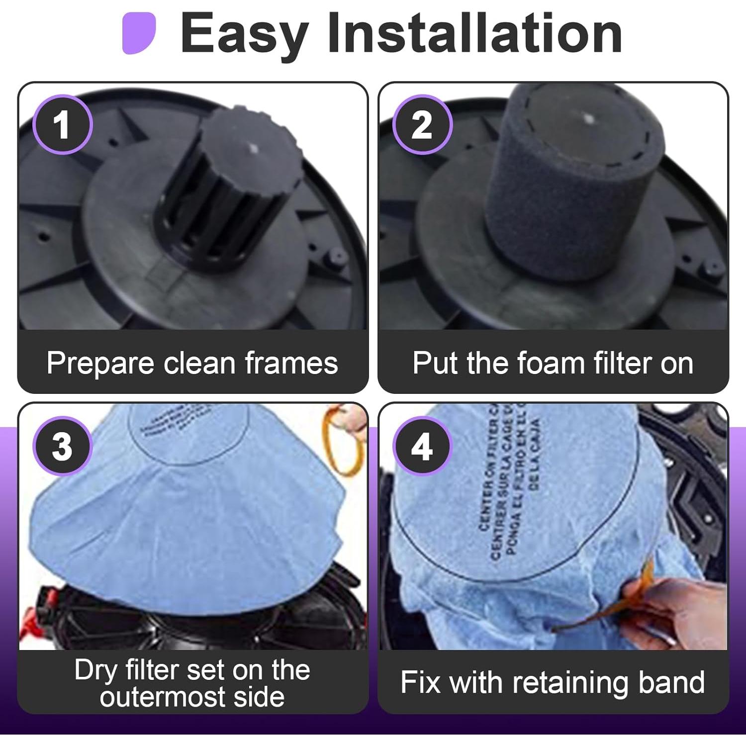 Paquete de 10 Filtros Shop Vac 5 Galones - Papel y Espuma