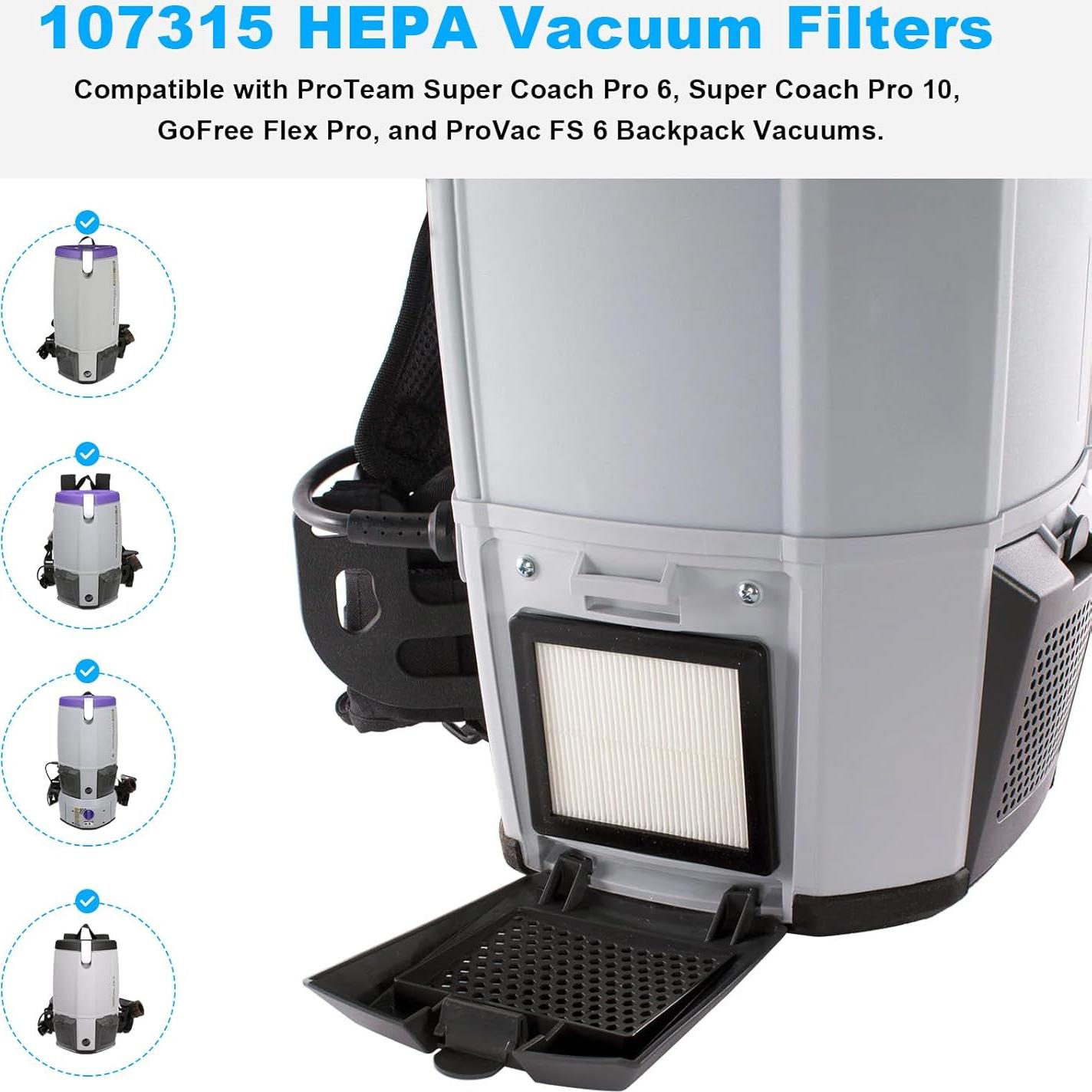 Filtro HEPA JIOTAR 107315 para Aspiradoras ProTeam - 2 Piezas