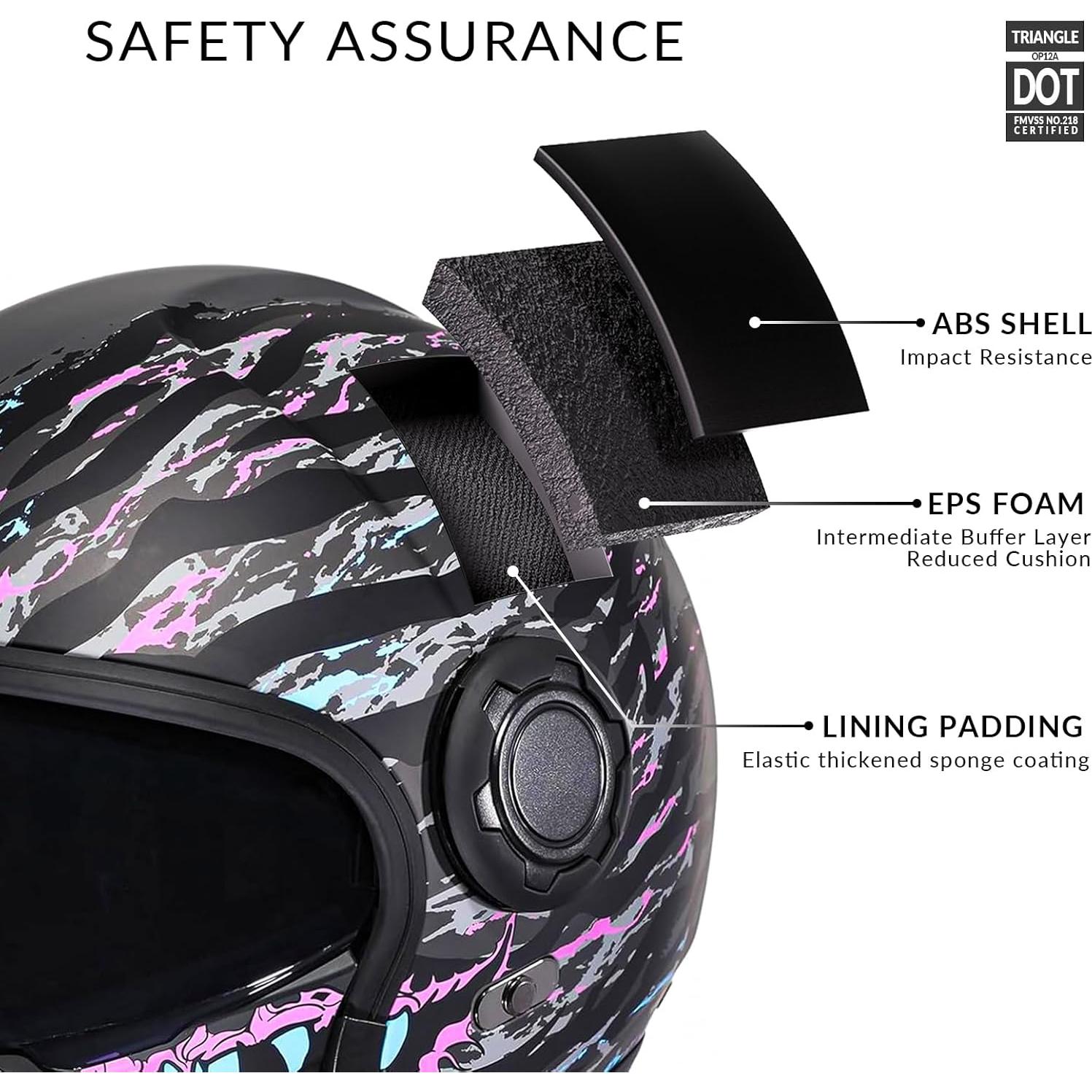 Casco de Motocicleta TRIANGLE OP12A Doble Visor Azul Púrpura