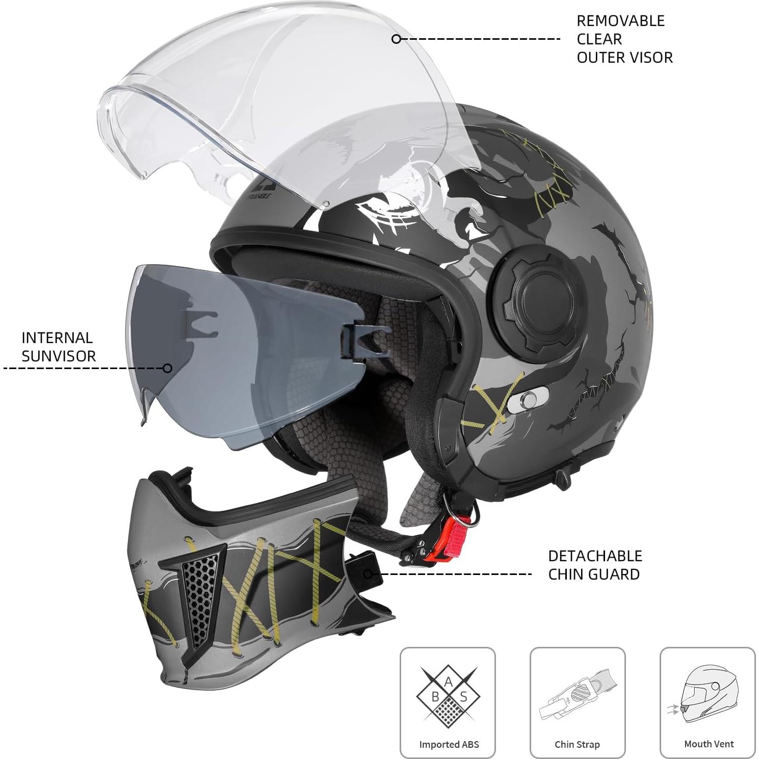 Casco Motocross TRIANGLE OP12A Visor Doble Verde