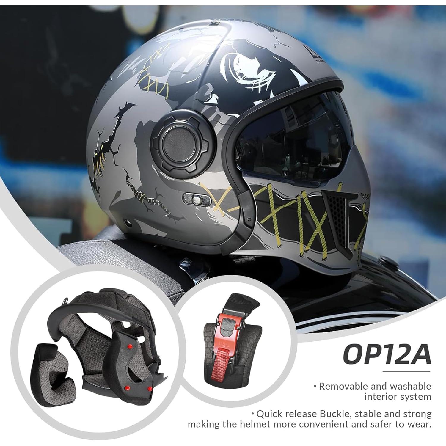 Casco Motocross TRIANGLE OP12A Visor Doble Verde