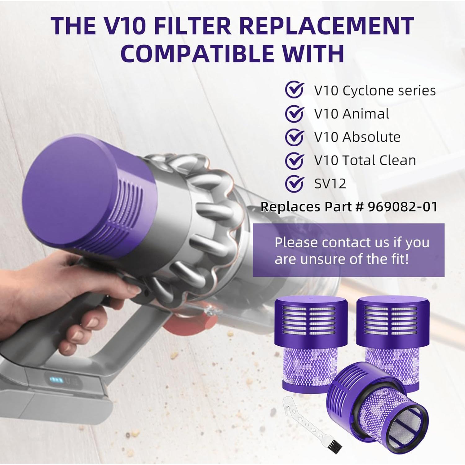 Filtro de Reemplazo para Aspiradora Dyson V10 - 3 Piezas APPLIANCEMATES