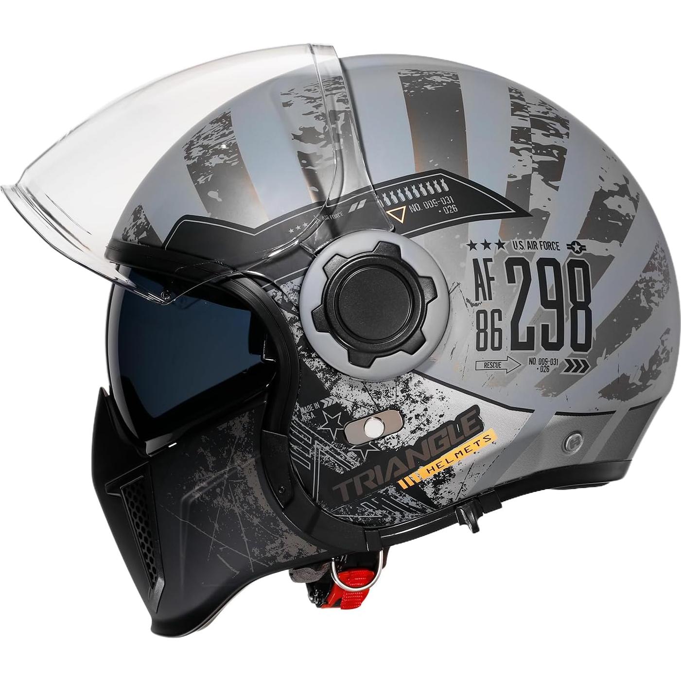 Casco de Motocicleta TRIANGLE OP12A Doble Visor XL