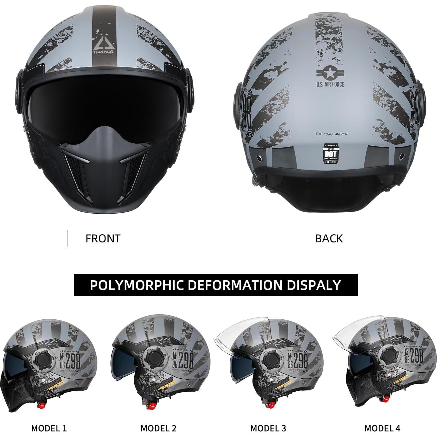 Casco de Motocicleta TRIANGLE OP12A Doble Visor XL