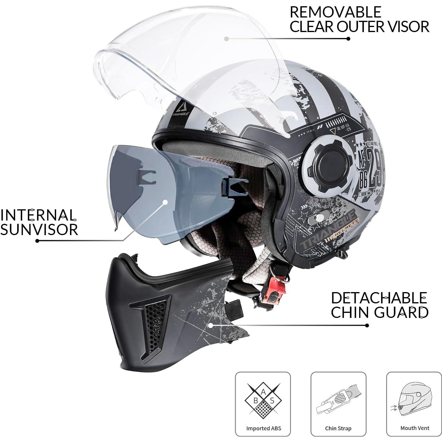 Casco de Motocicleta TRIANGLE OP12A Doble Visor XL