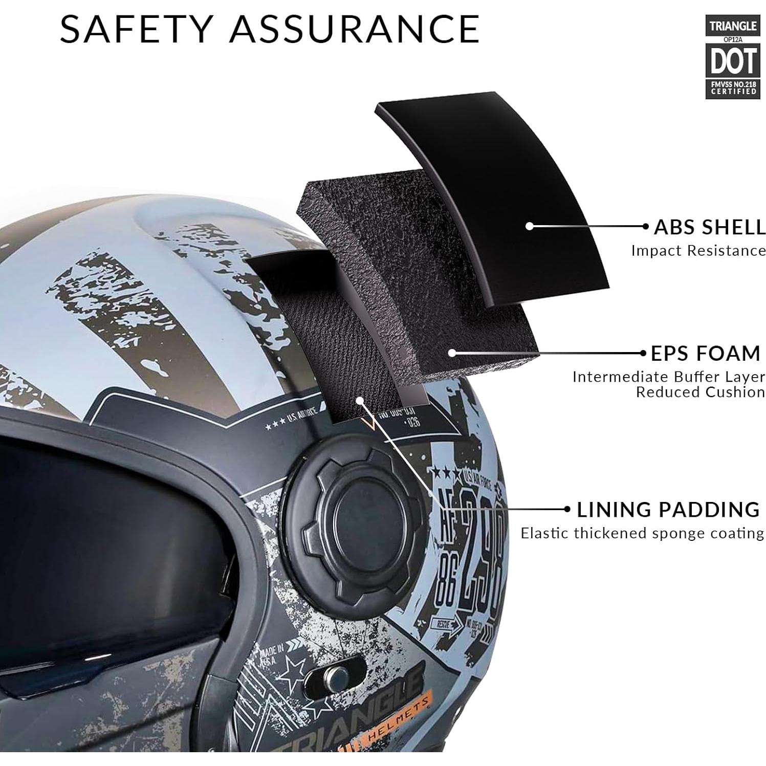 Casco de Motocicleta TRIANGLE OP12A Doble Visor XL