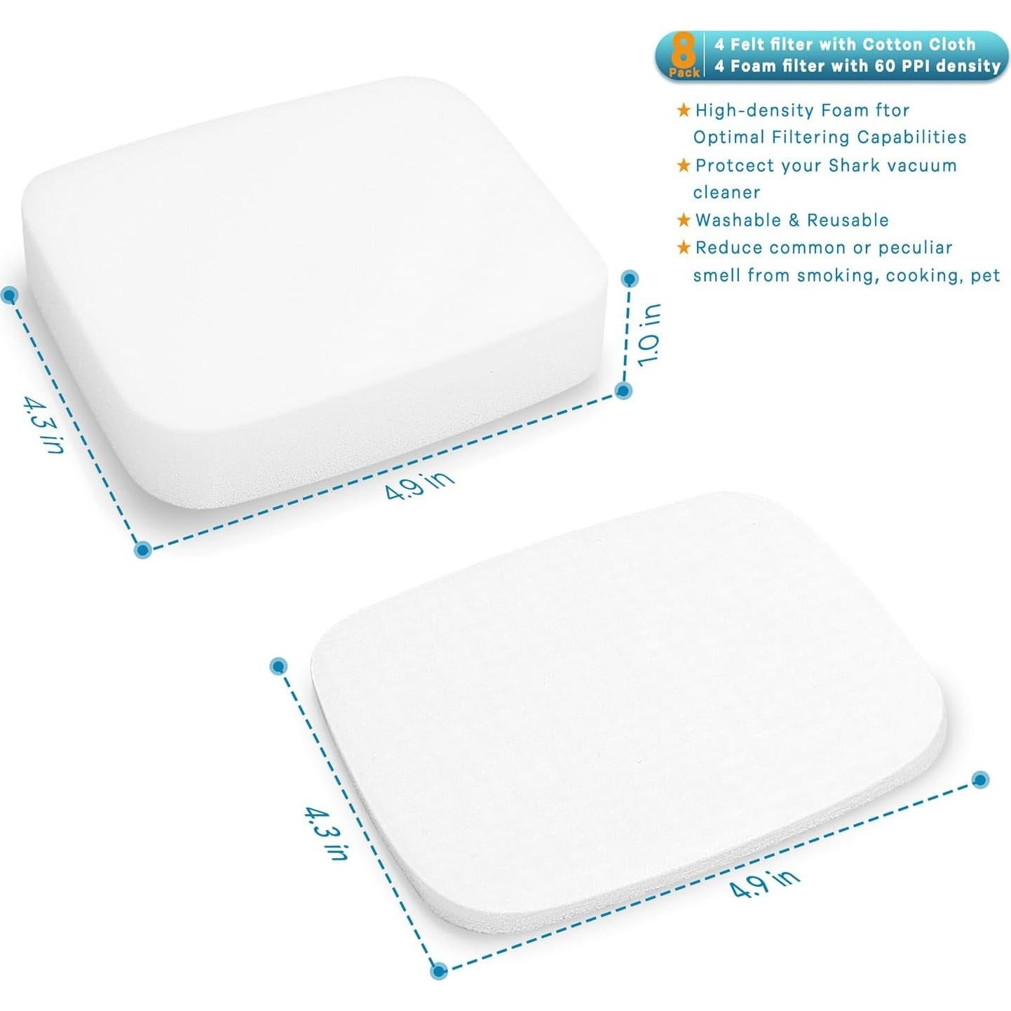 8 Filtros UV850 para Aspiradora Shark Jollsung - Reemplazo