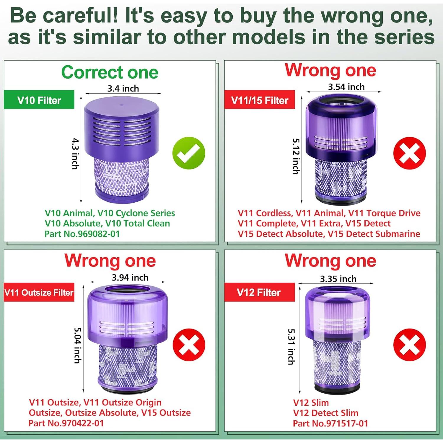 Paquete de 4 Filtros de Reemplazo isinlive para Dyson V10