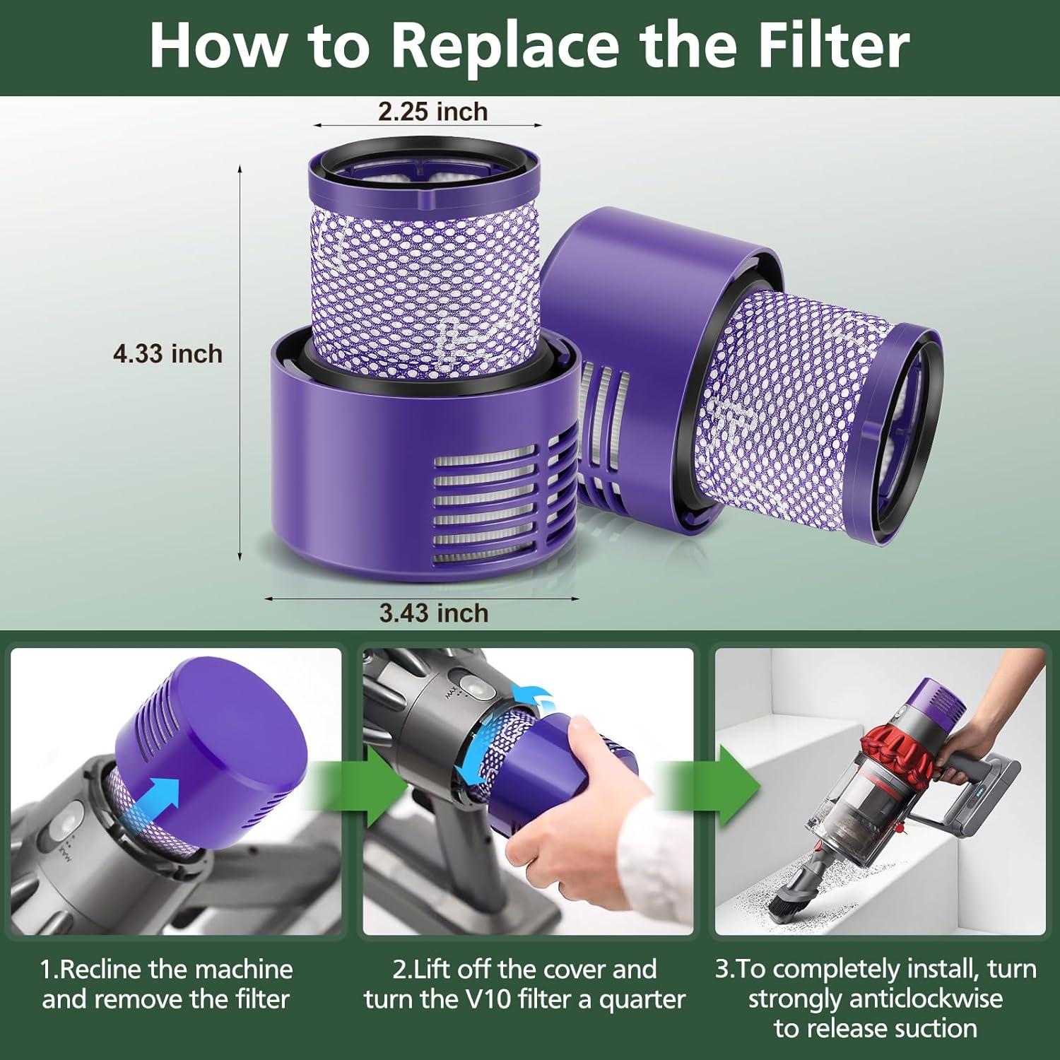 Paquete de 4 Filtros de Reemplazo isinlive para Dyson V10